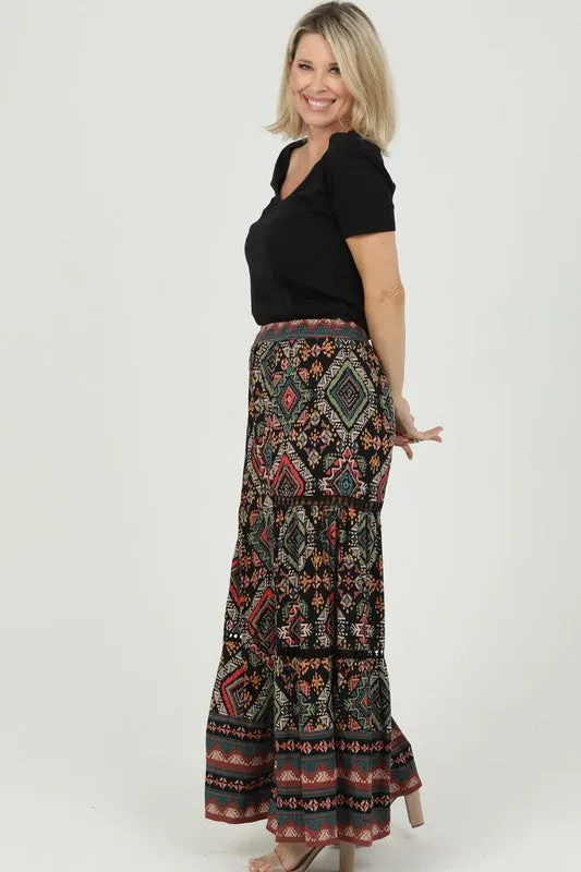 ANG110 - BLK FLORAL WIDE LEG PANT