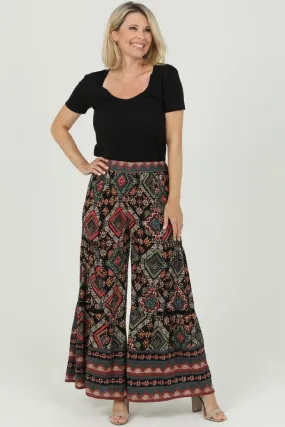 ANG110 - BLK FLORAL WIDE LEG PANT