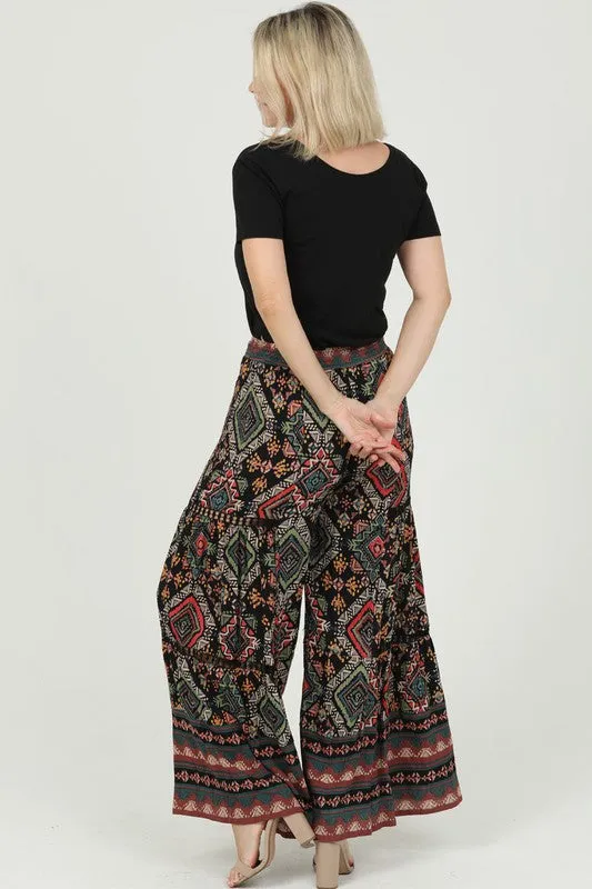 ANG110 - BLK FLORAL WIDE LEG PANT