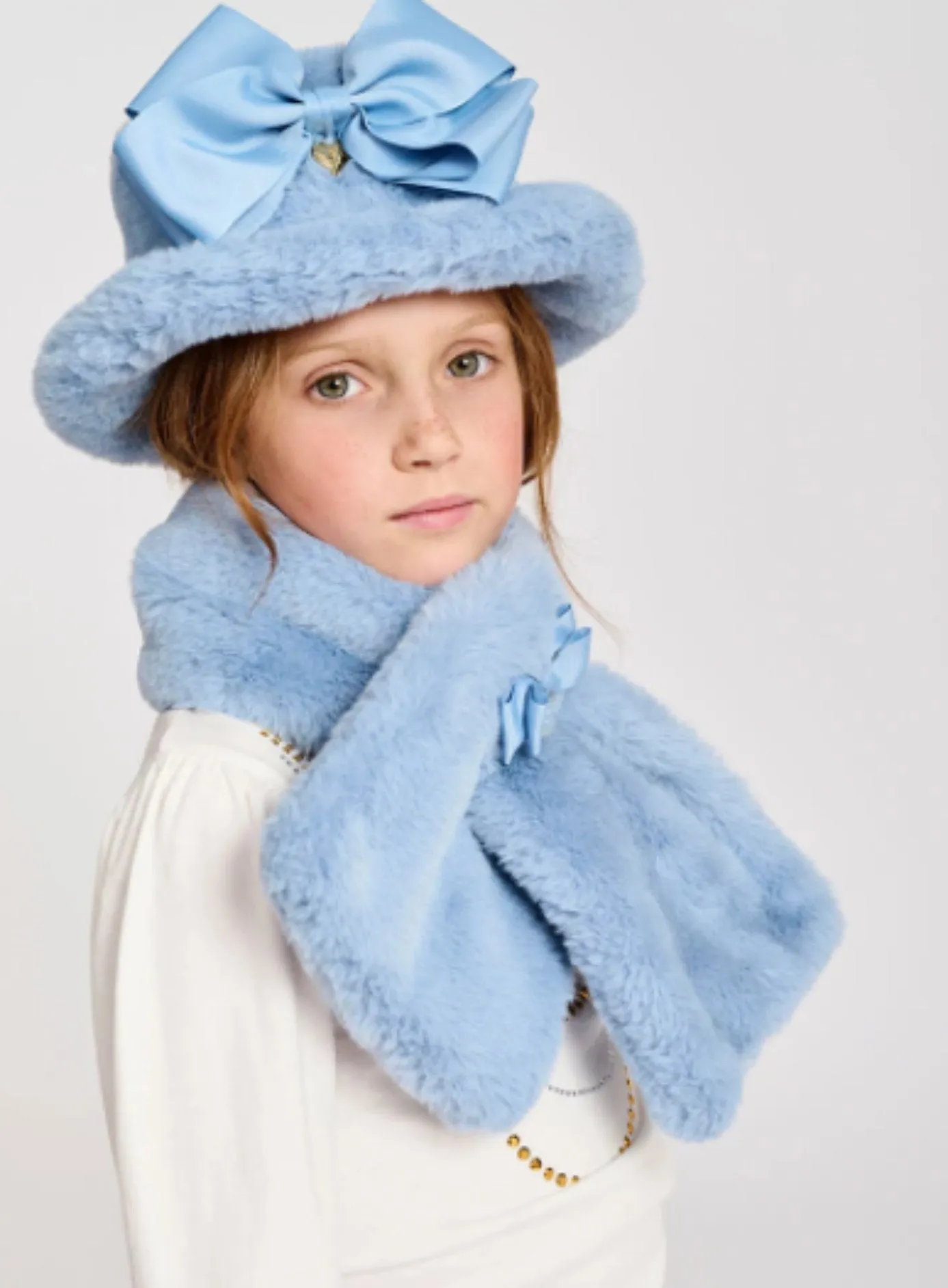 Angel's Face Misty Blue Maura Faux Fur Bucket Hat