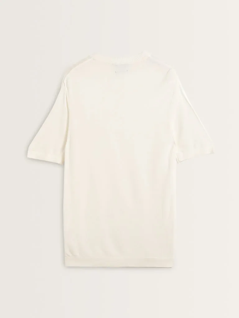 Ascot White Solid Relaxed Fit T-Shirt