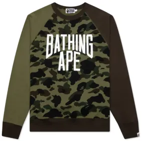 Bape 1ST Camo Crazy Relaxed Fit Crewneck Green 001SWJ301010MGRN