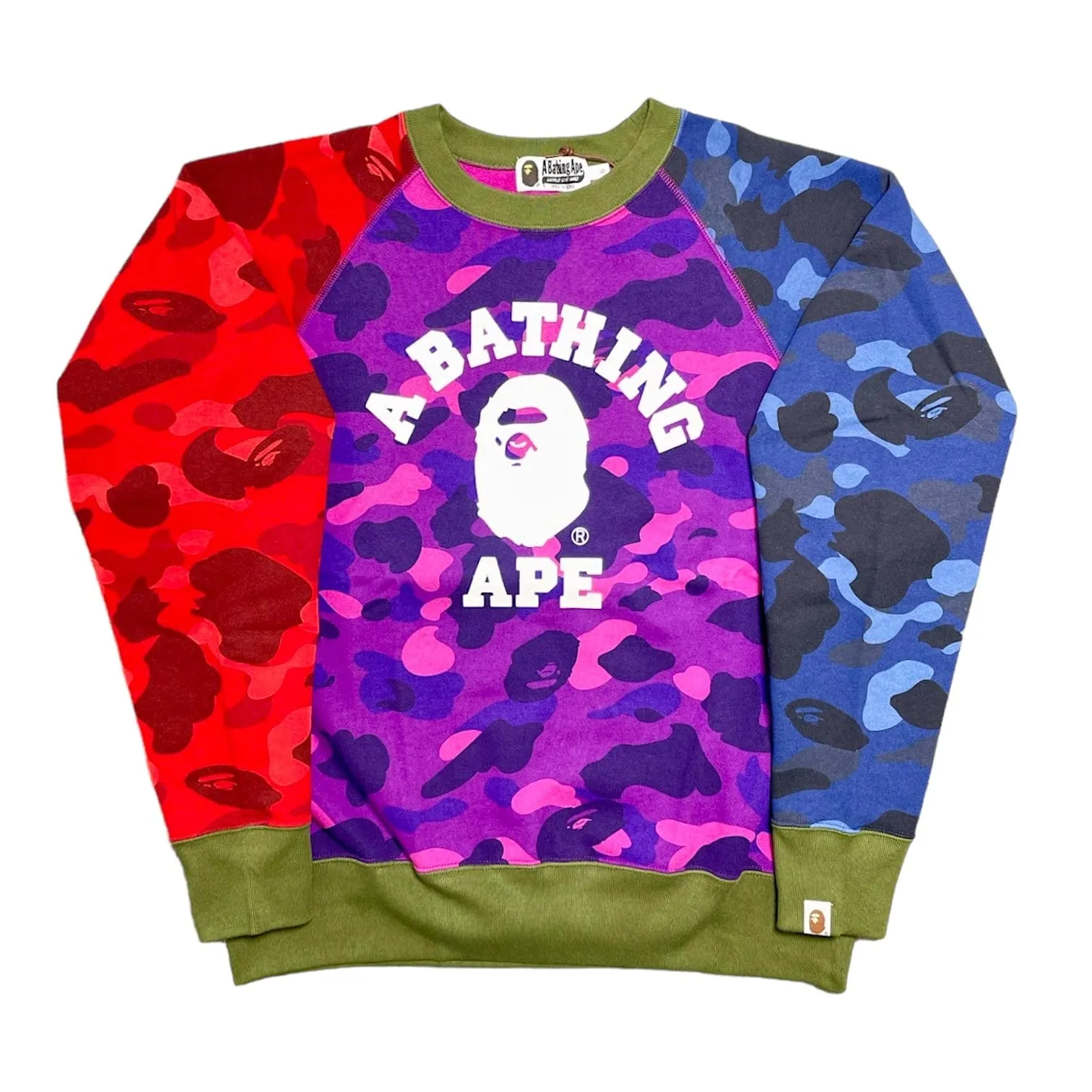 BAPE Crazy Camo Relaxed Fit College Crewneck Multicolor