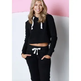 Black & White Cropped Jogger Set