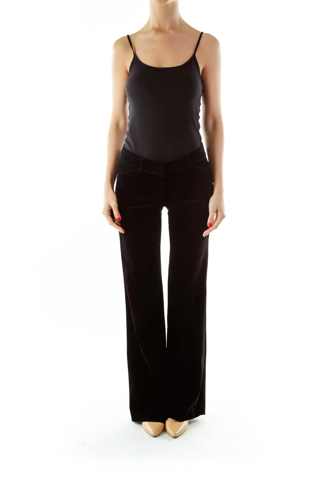 Black Velvet Wide-Leg Pants