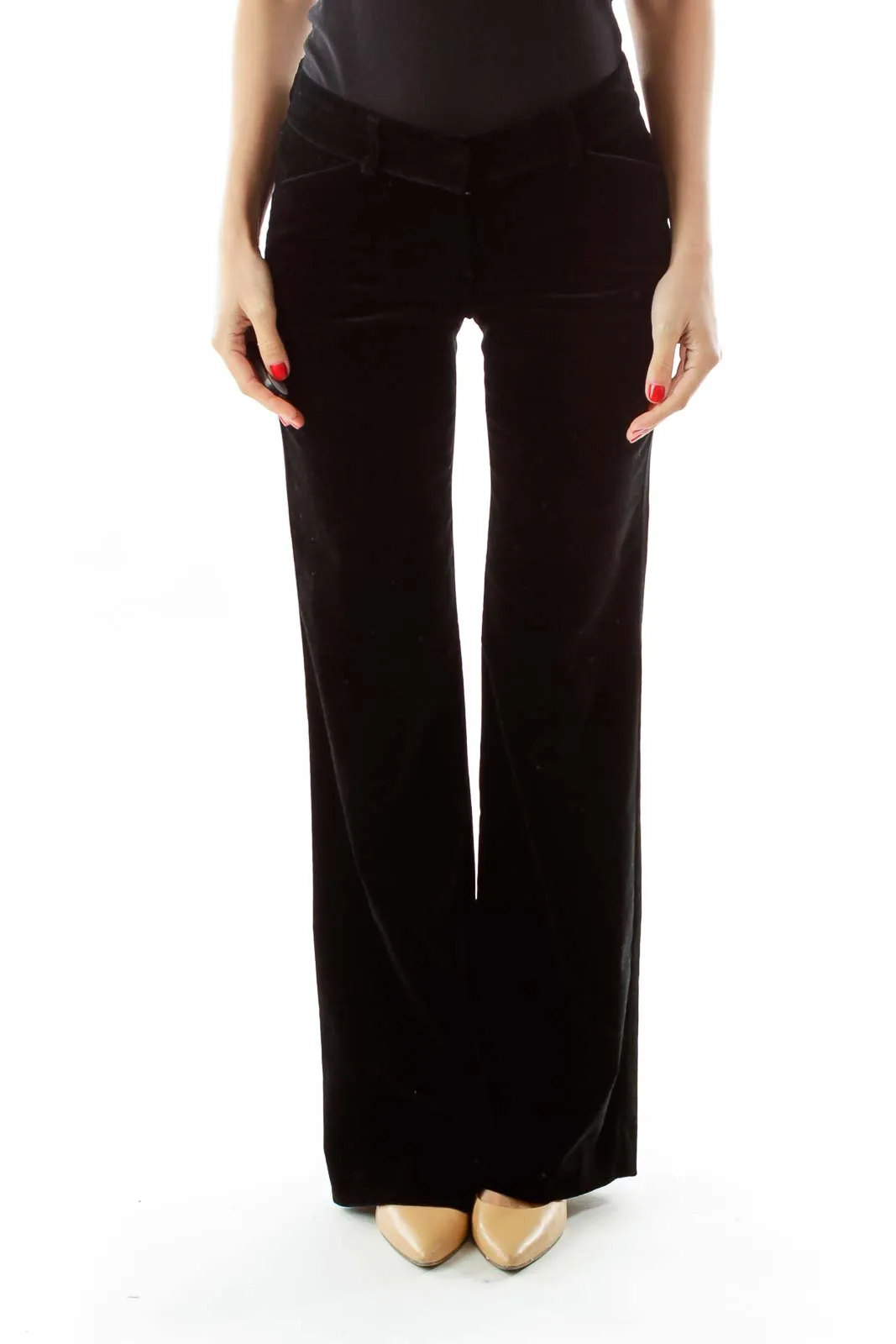 Black Velvet Wide-Leg Pants