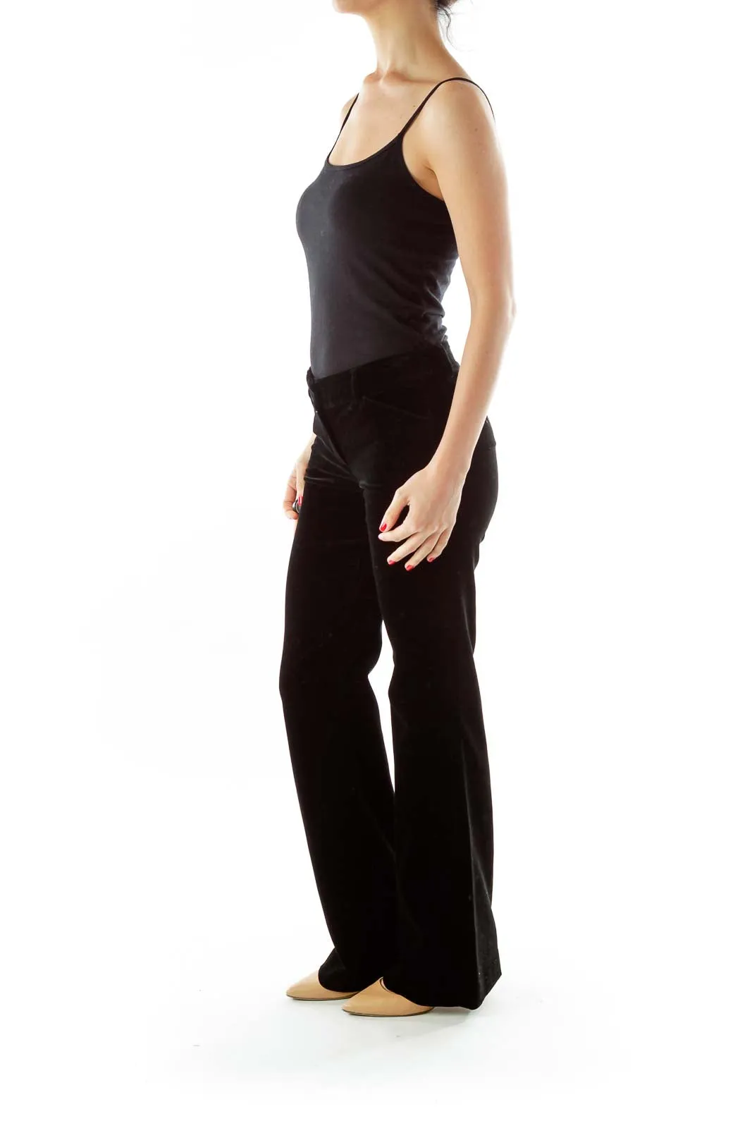 Black Velvet Wide-Leg Pants