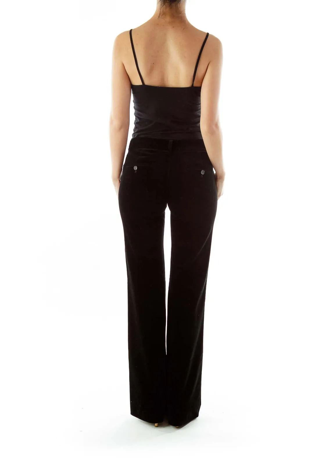 Black Velvet Wide-Leg Pants