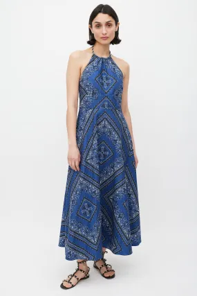 Blue & Multi Printed A-Line Dress