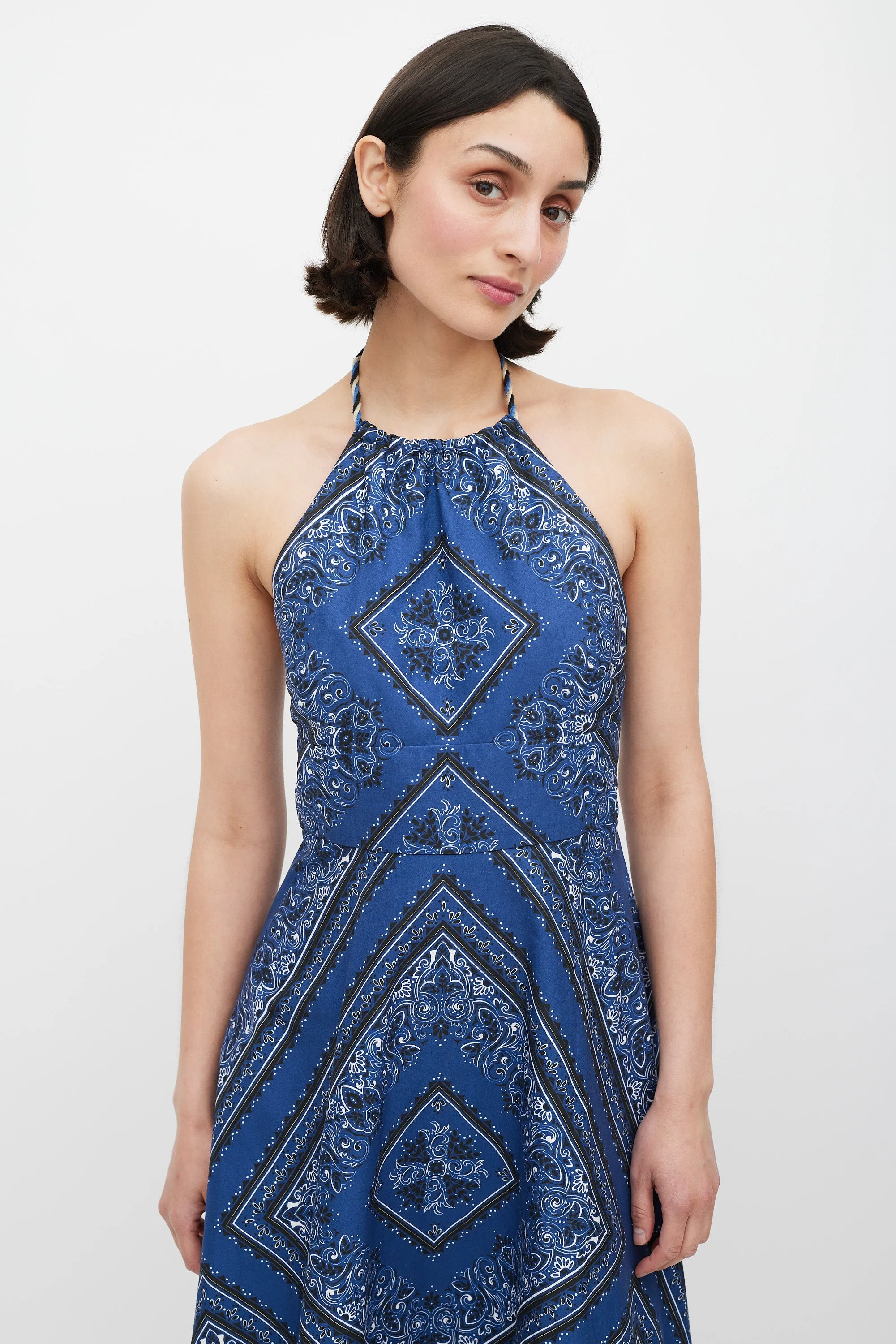 Blue & Multi Printed A-Line Dress