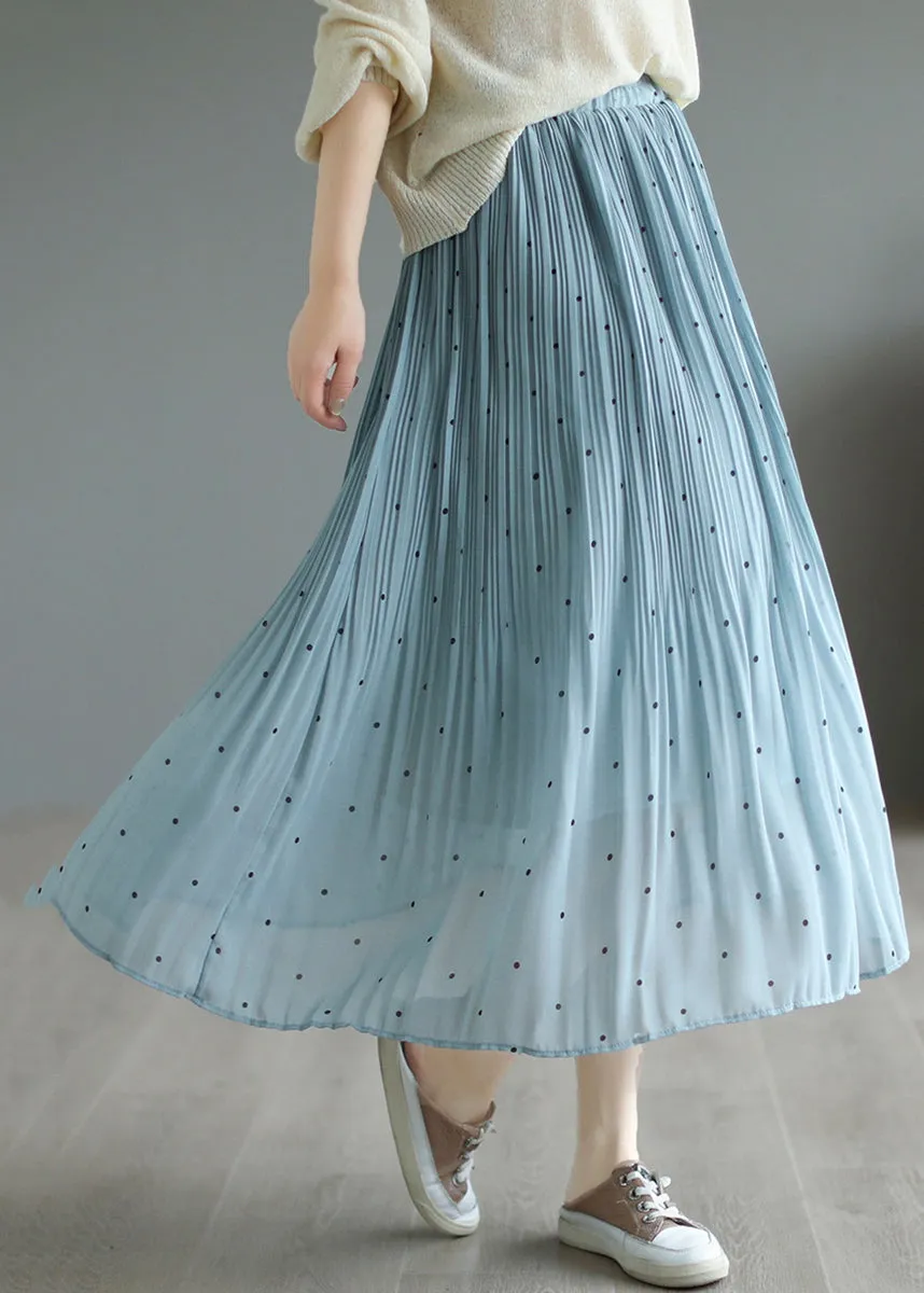 Blue Chiffon Pleated Skirts Oversized Exra Large Hem Summer LY7286