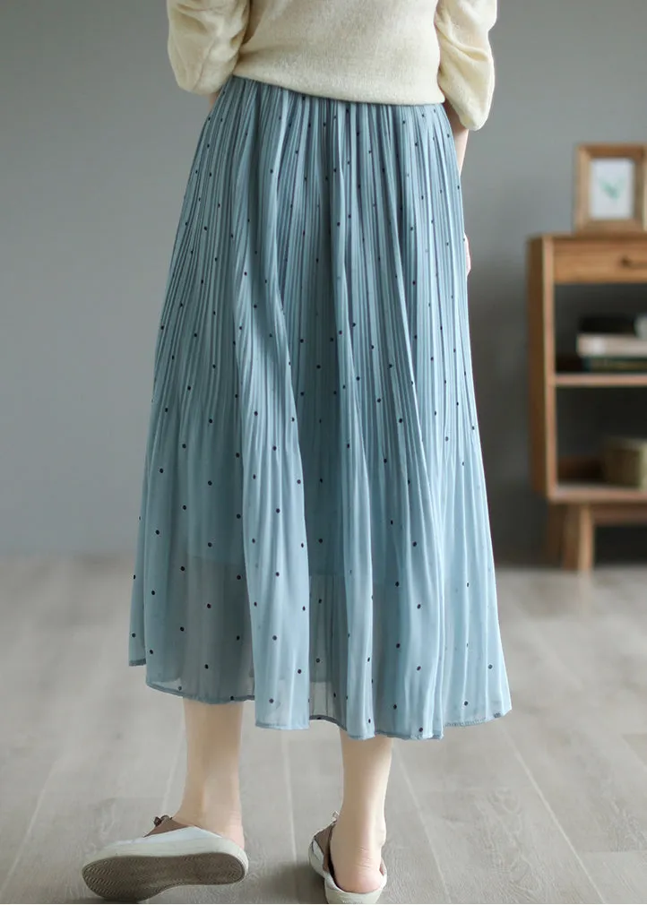 Blue Chiffon Pleated Skirts Oversized Exra Large Hem Summer LY7286