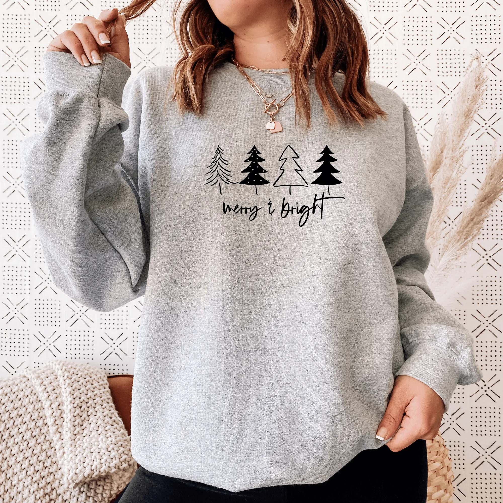 Christmas Sweatshirt Women's, Merry & Bright