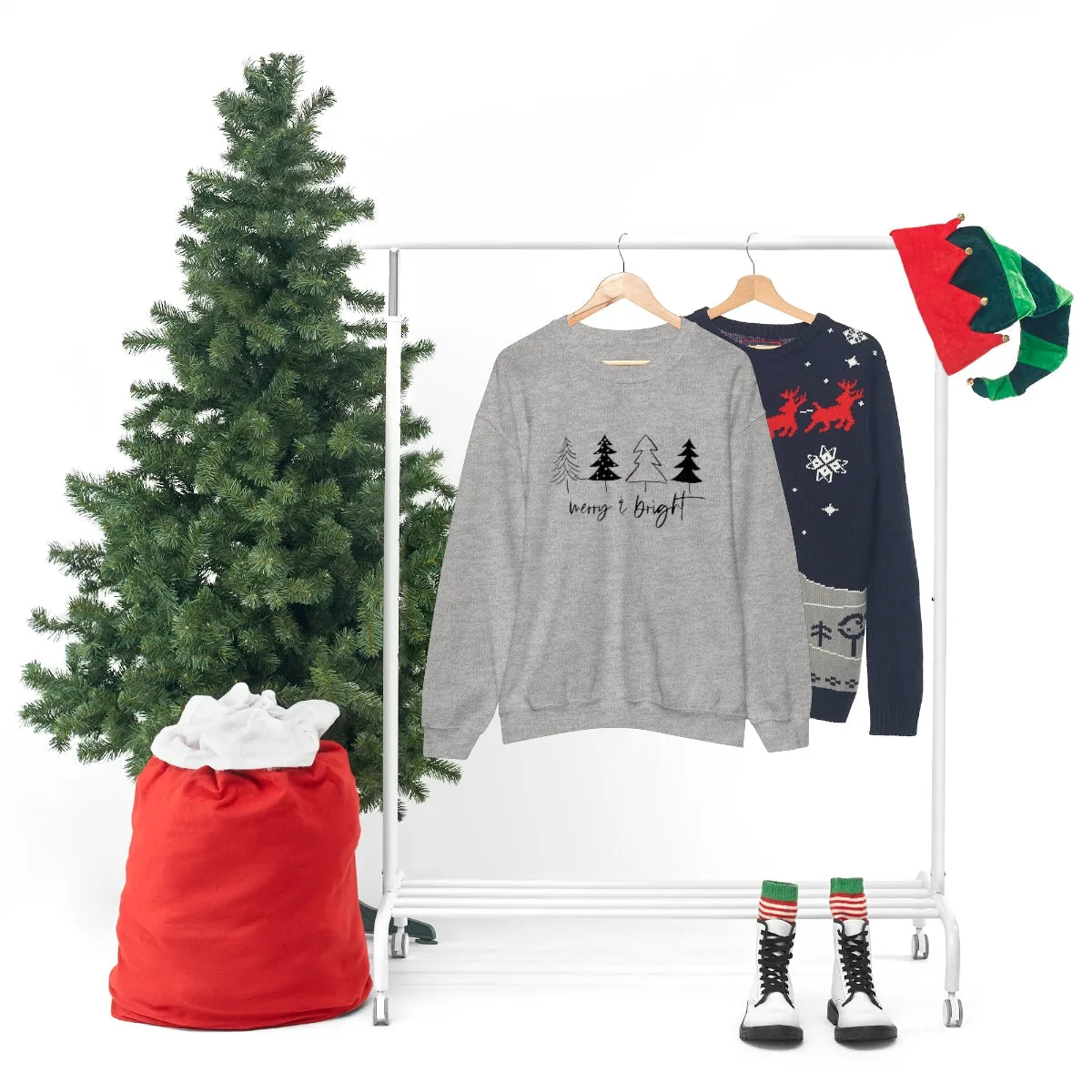 Christmas Sweatshirt Women's, Merry & Bright