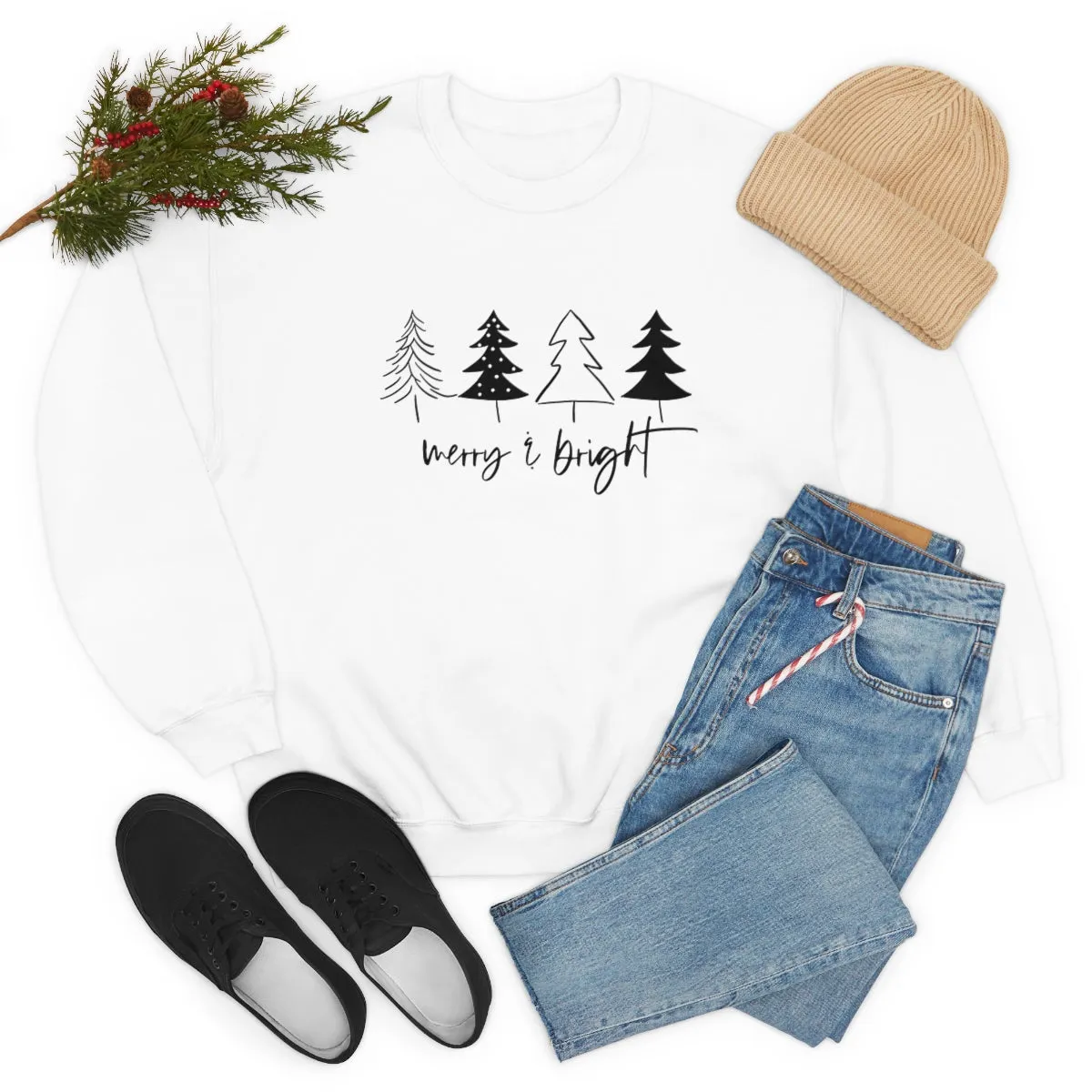 Christmas Sweatshirt Women's, Merry & Bright