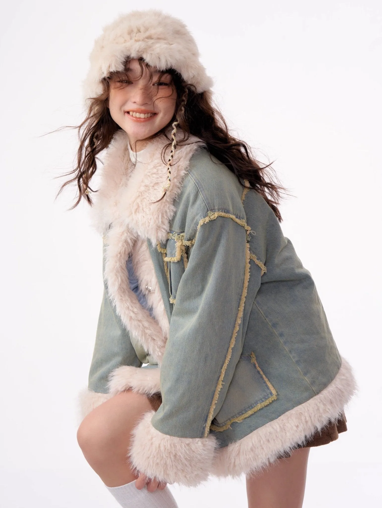 Cozy Chic Faux Fur Denim Jacket