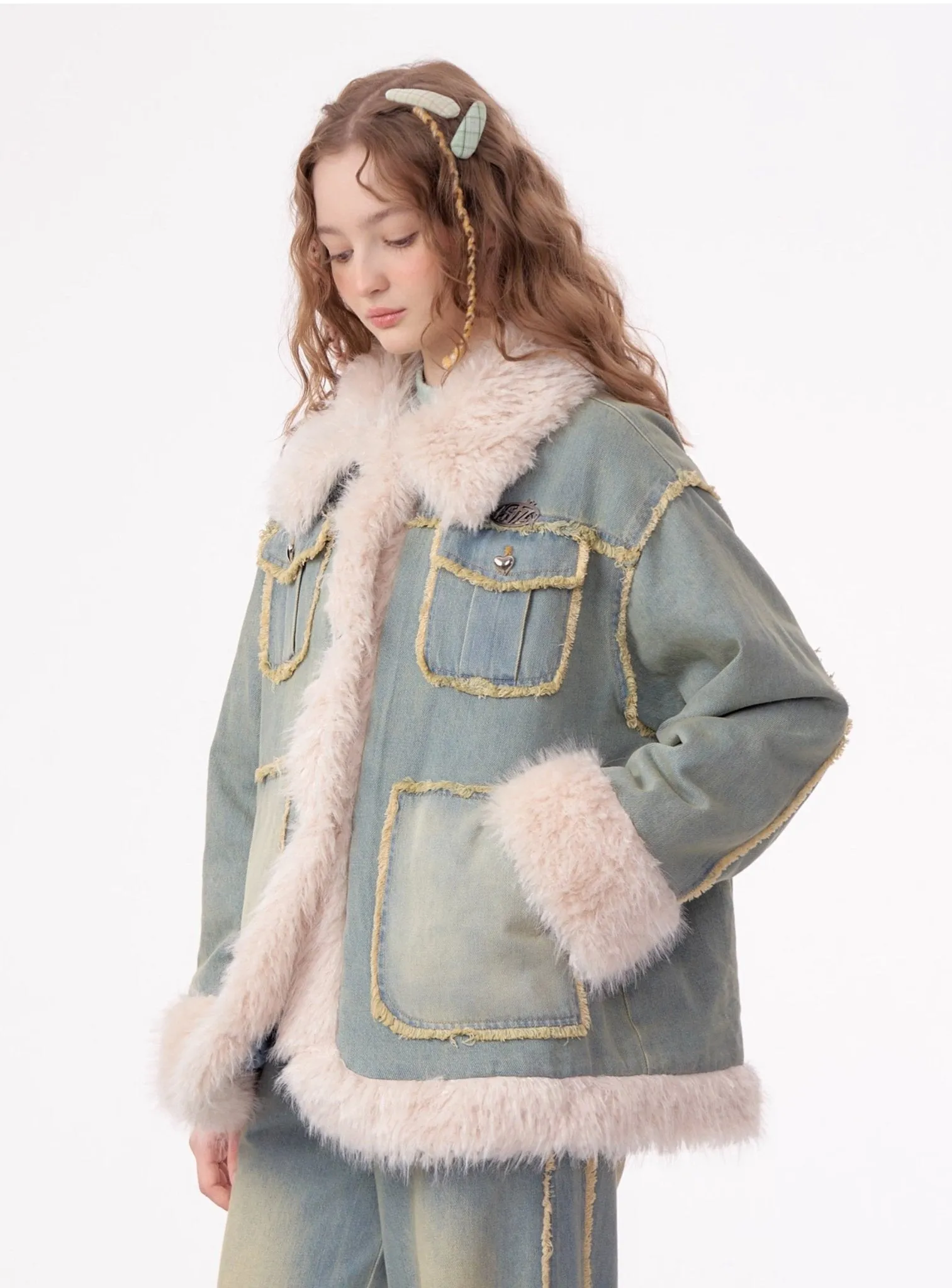 Cozy Chic Faux Fur Denim Jacket