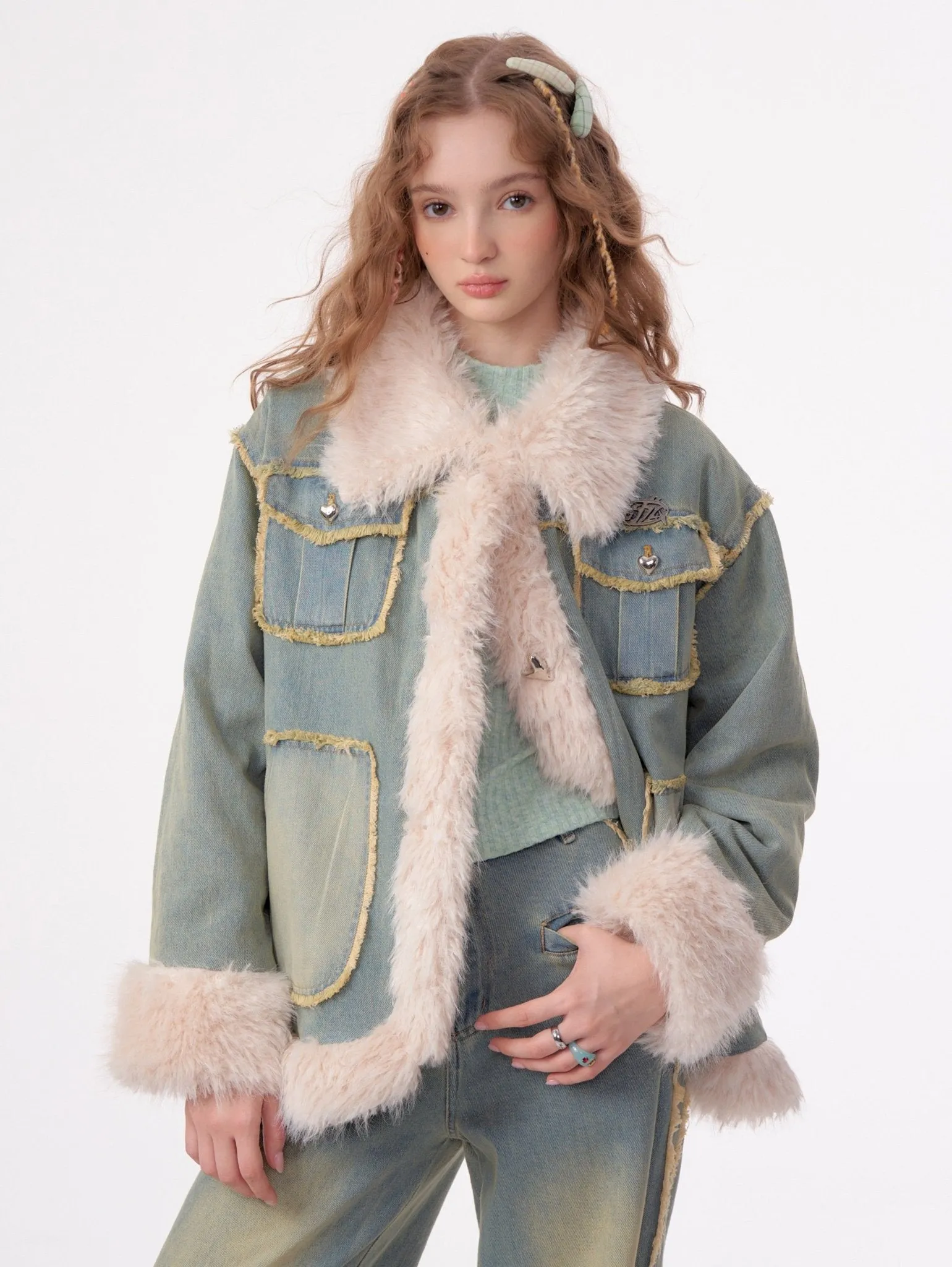 Cozy Chic Faux Fur Denim Jacket