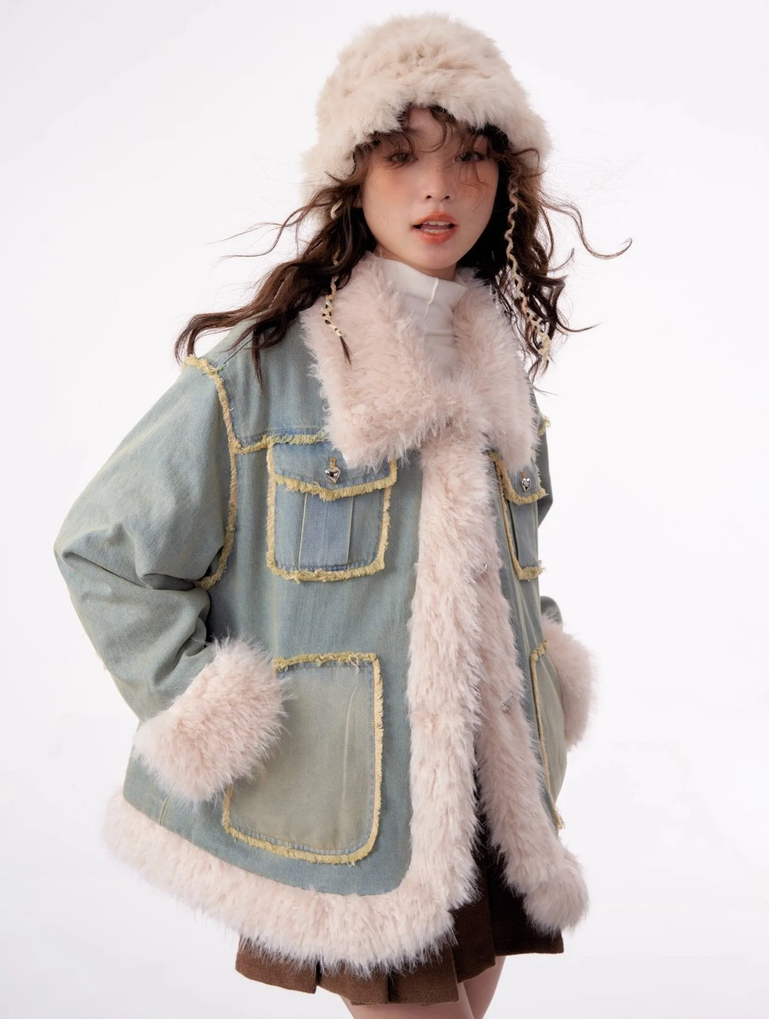 Cozy Chic Faux Fur Denim Jacket