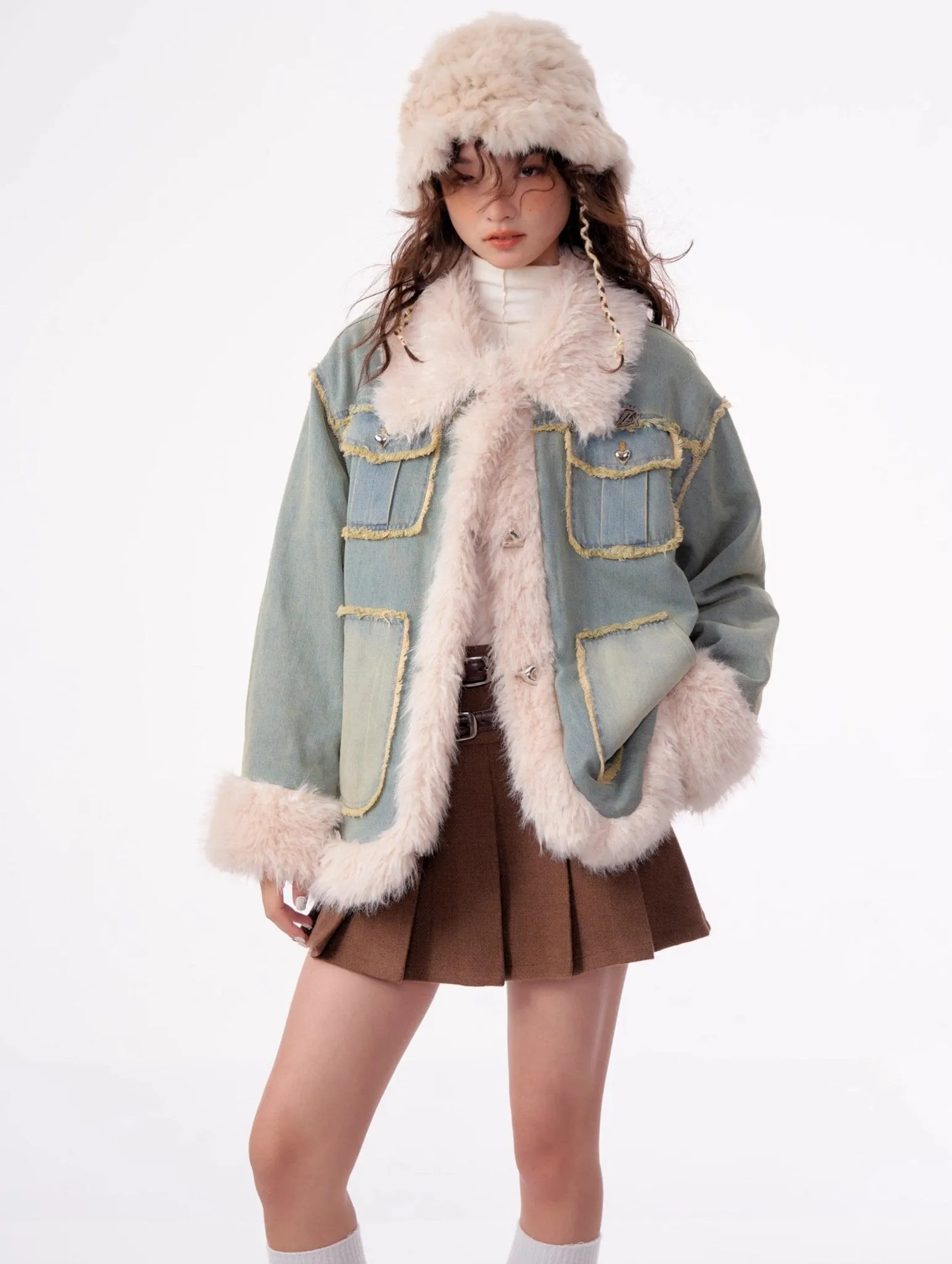 Cozy Chic Faux Fur Denim Jacket