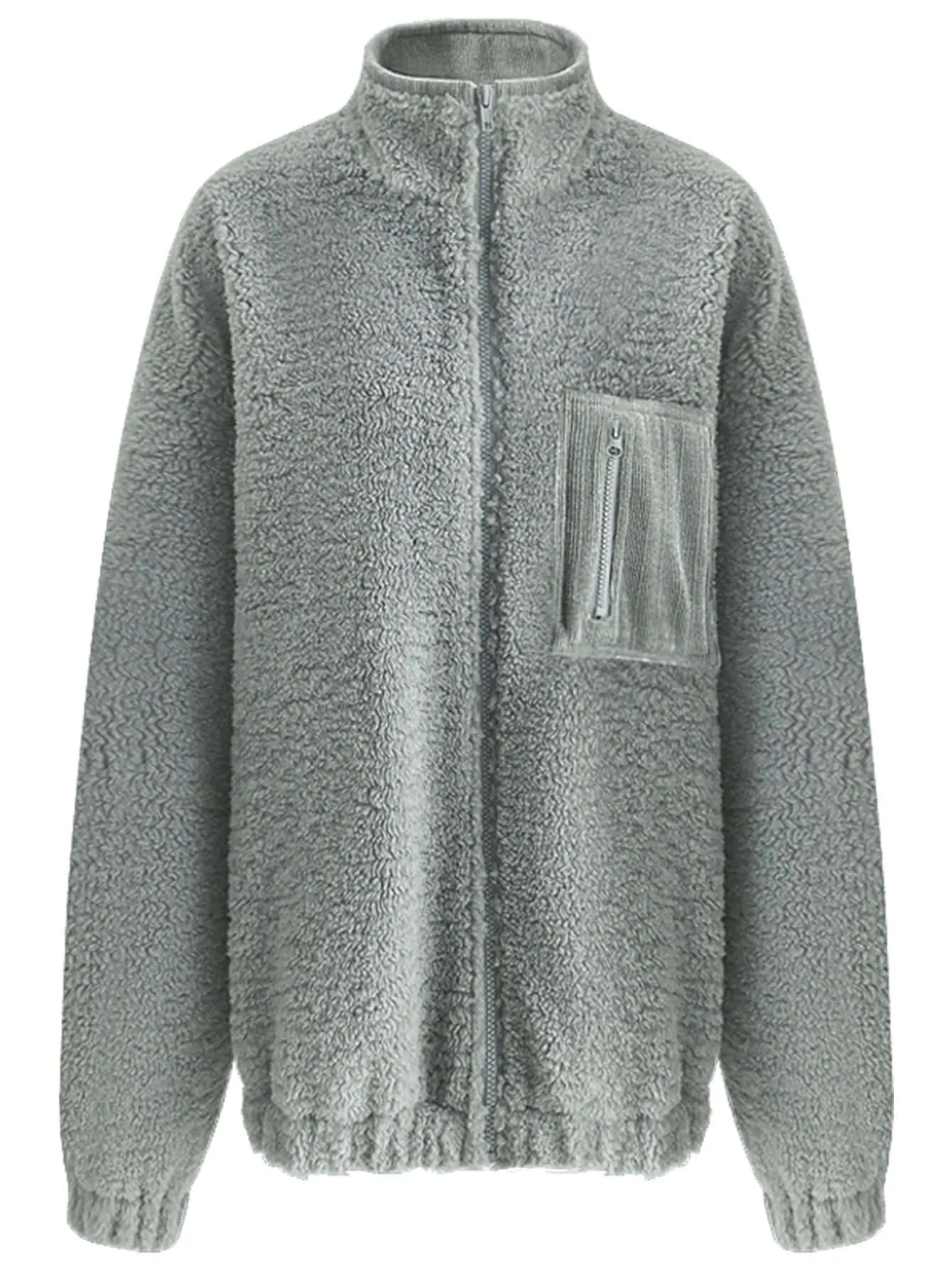 Cozy Zip Up Grey Plush Jacket