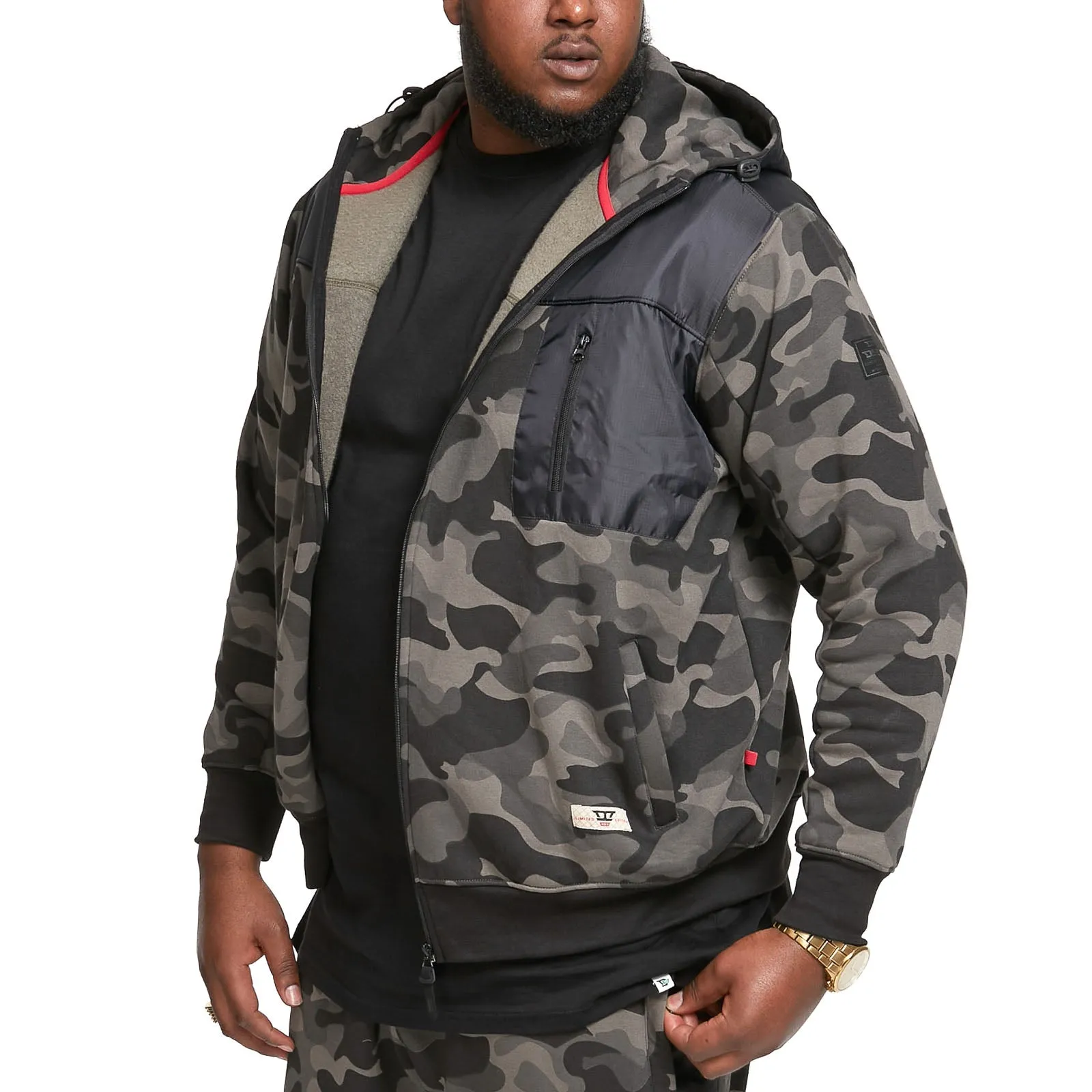 D555 Mens Grendon Big & Tall Full Zip Hoody - Camo