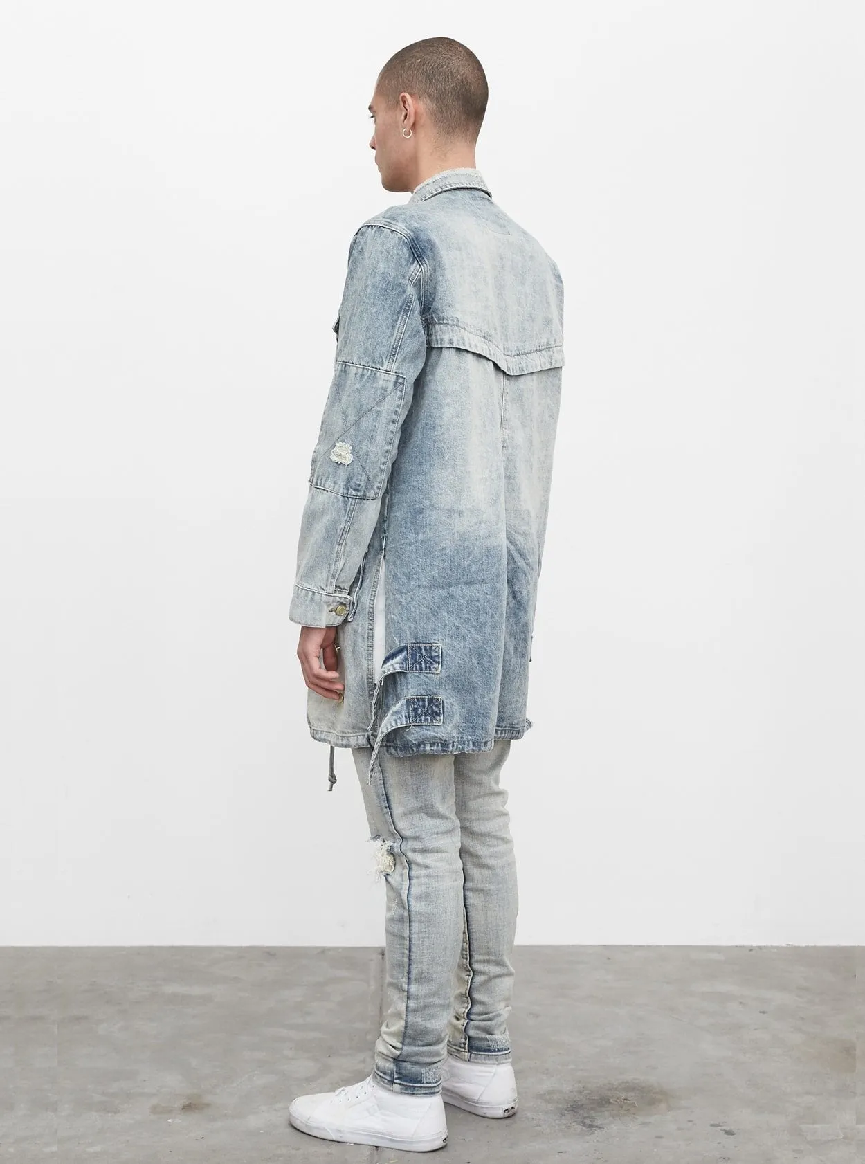 Denim Strap Jacket in Light Sand Wash