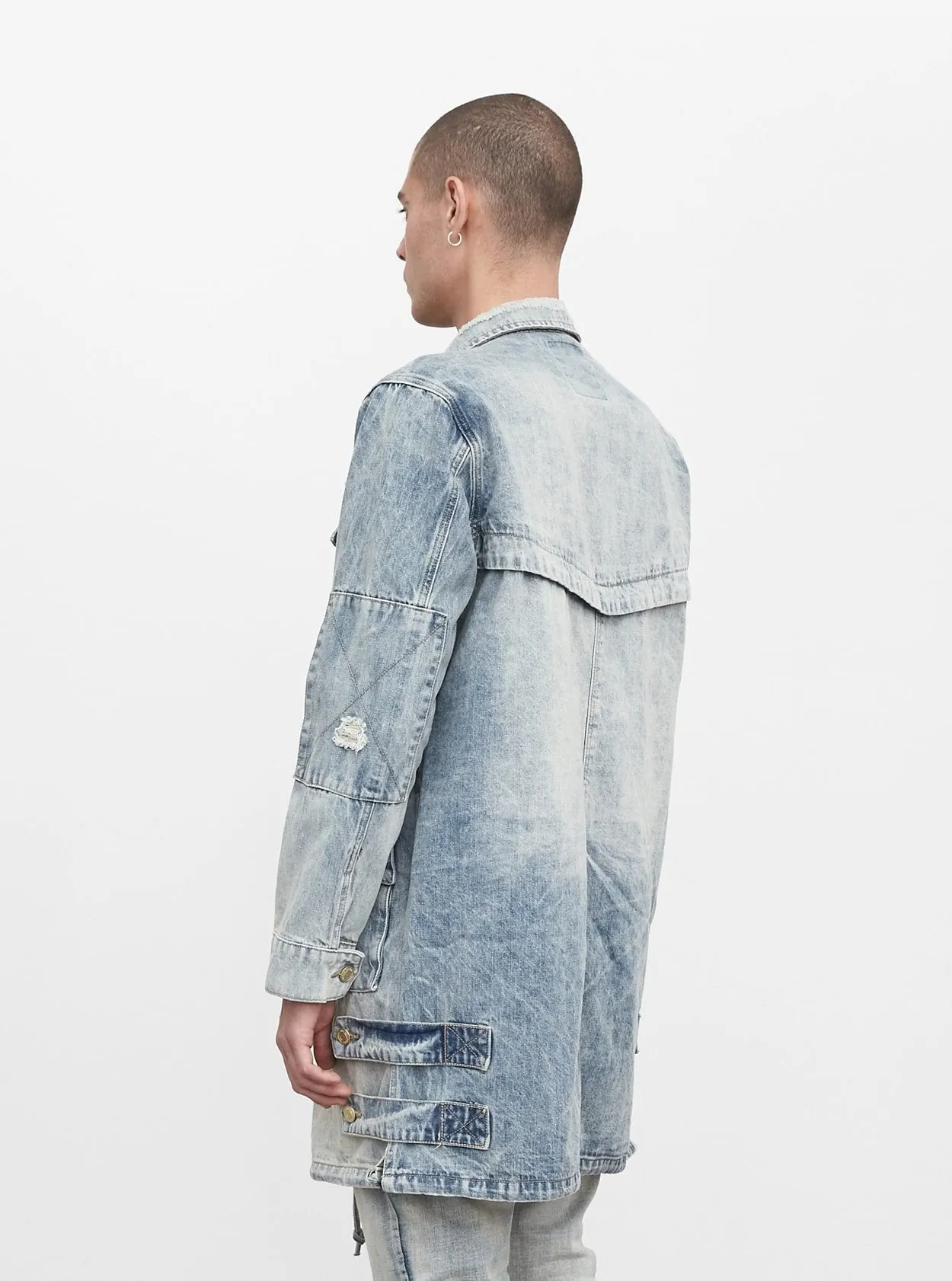 Denim Strap Jacket in Light Sand Wash