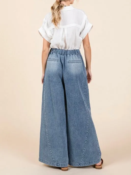 Denim Wide Leg Pants