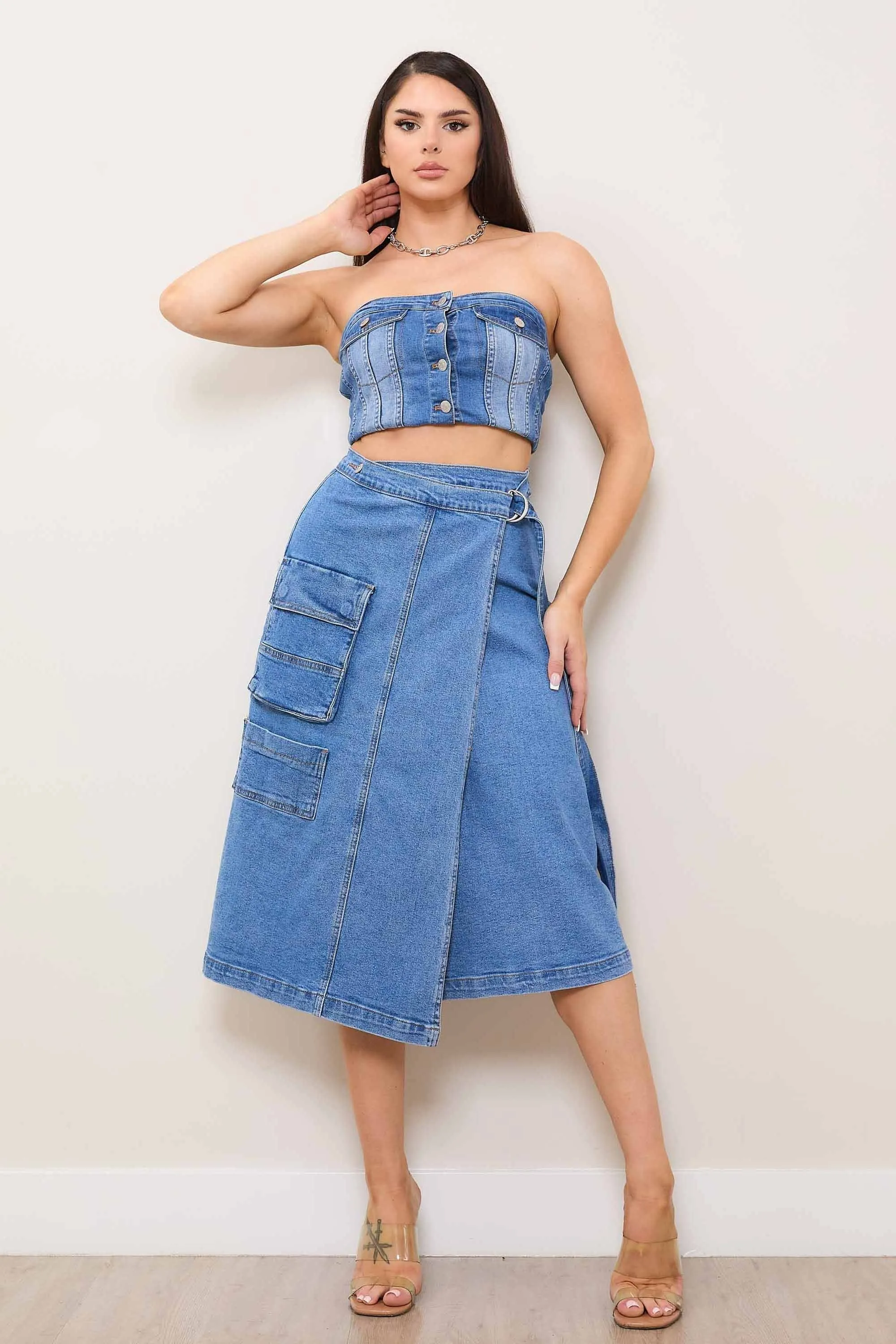 Denim Wrap Skirt