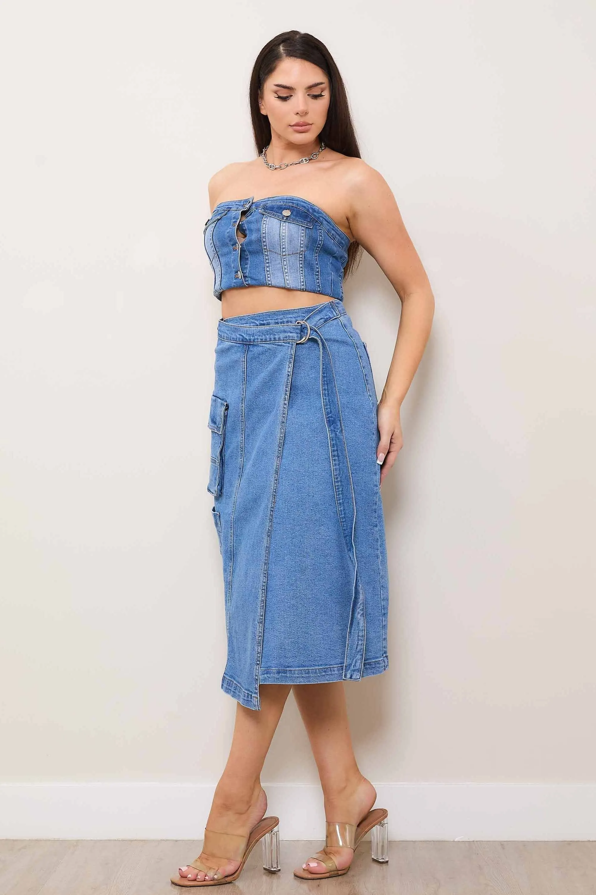 Denim Wrap Skirt