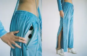 Dusty Blue Velour Track Pants