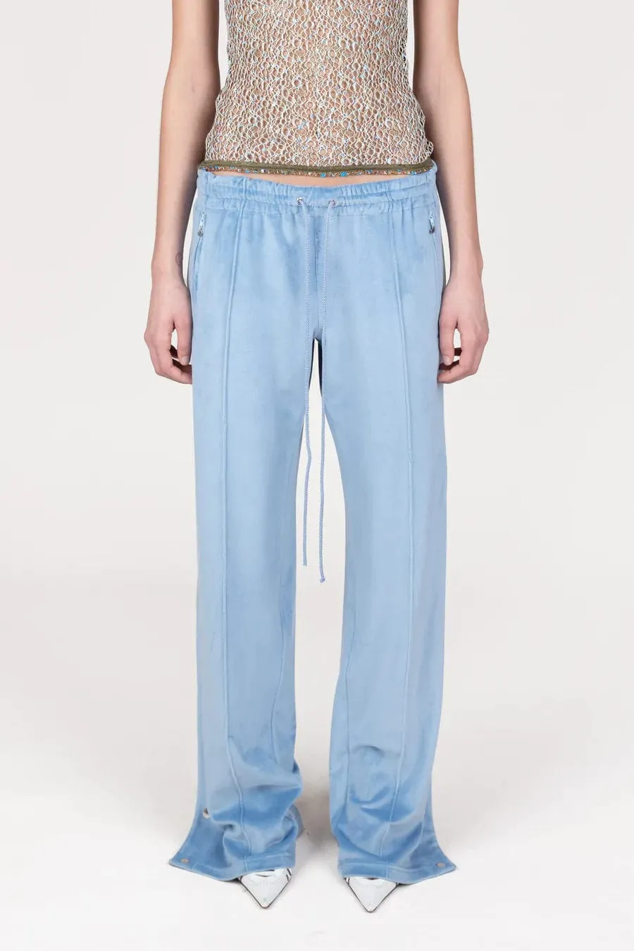 Dusty Blue Velour Track Pants