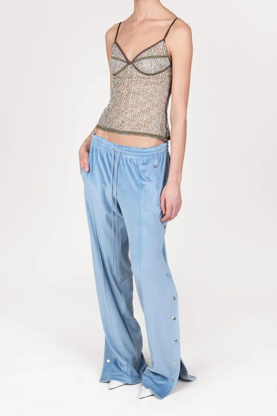 Dusty Blue Velour Track Pants