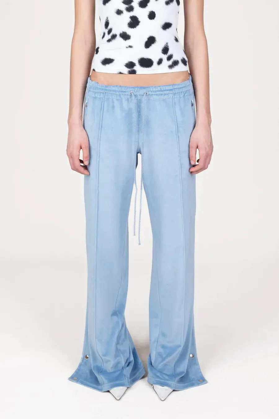 Dusty Blue Velour Track Pants