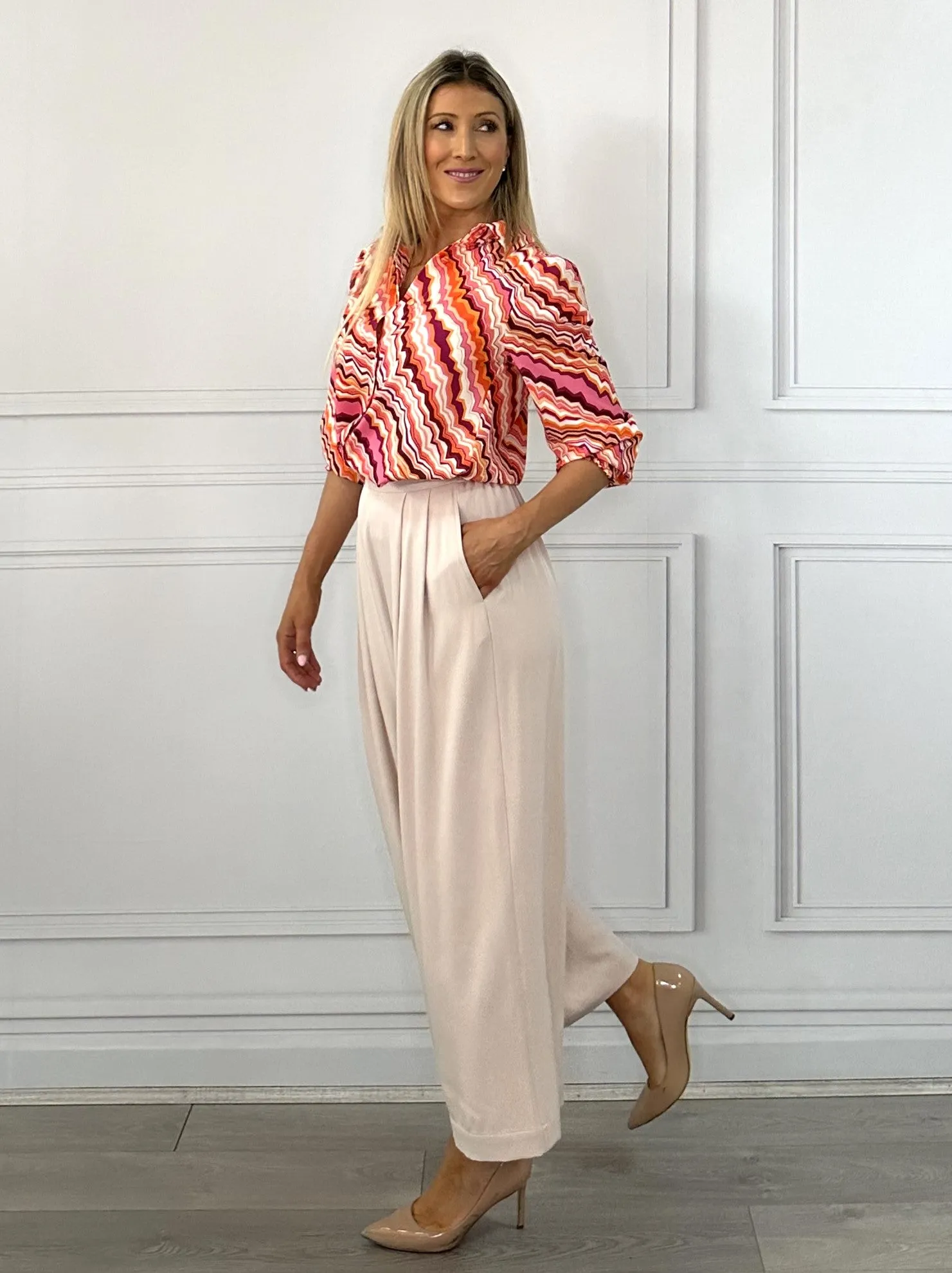 Ella Wide Leg Pant - Beige