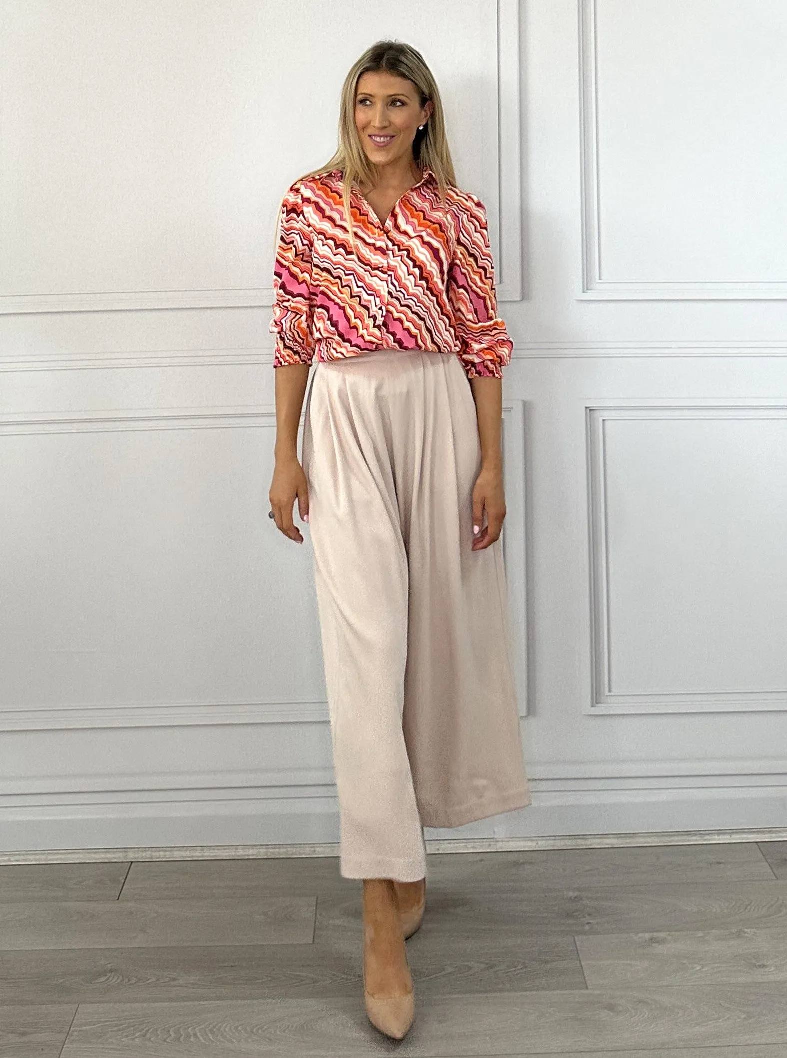 Ella Wide Leg Pant - Beige