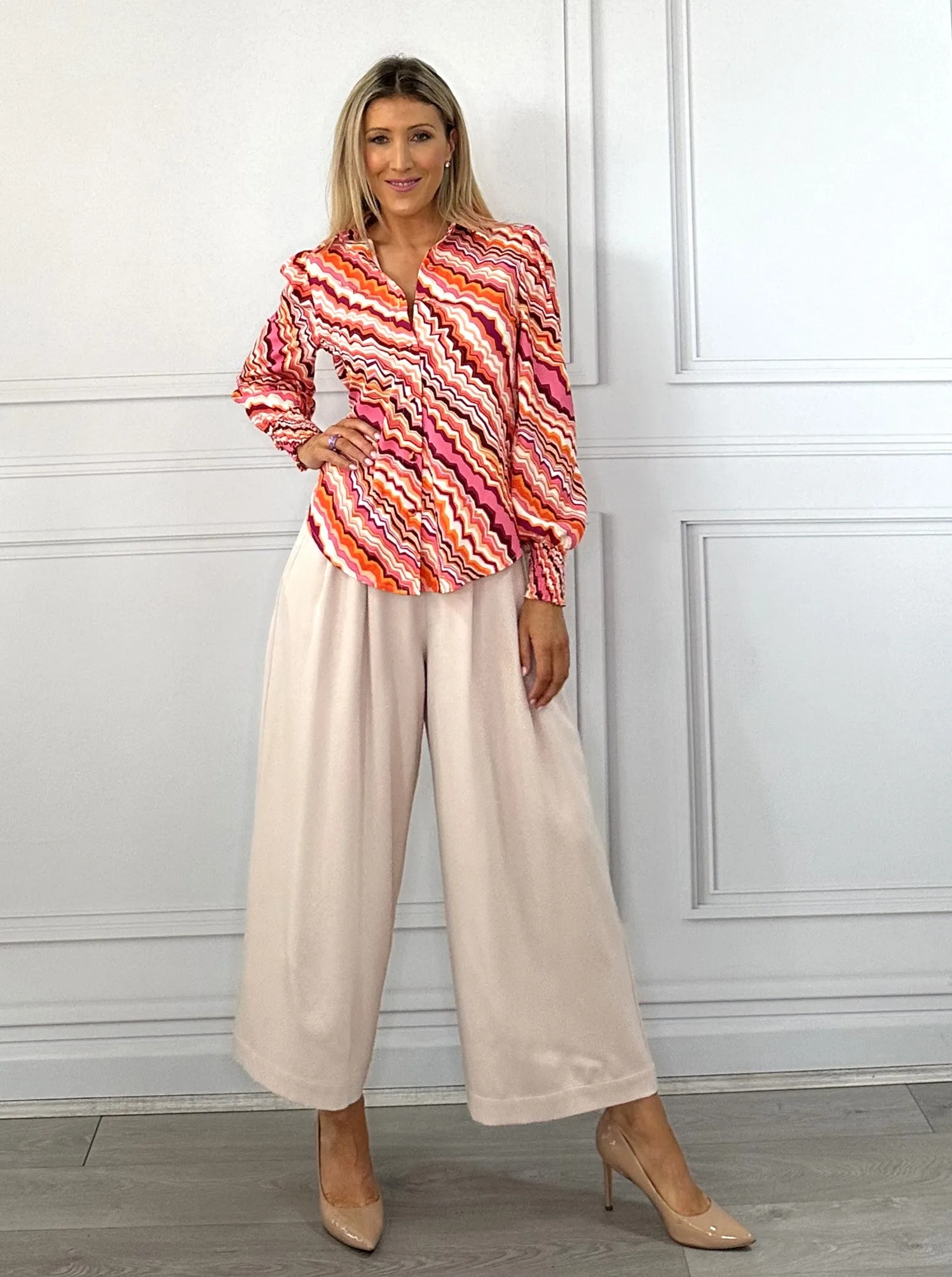 Ella Wide Leg Pant - Beige