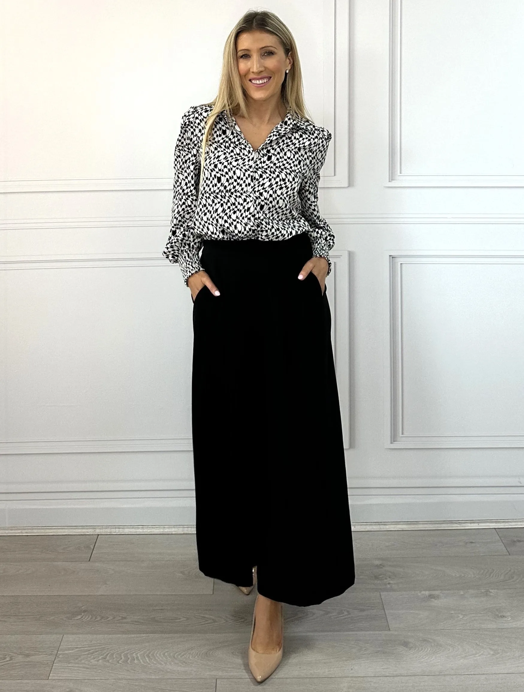 Ella Wide Leg Pant - Black