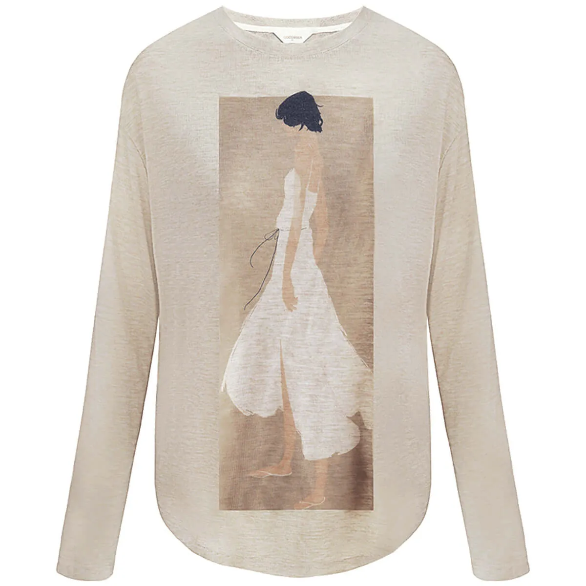 Femme Bride Graphic Knitted Long Sleeved Khaki Tee