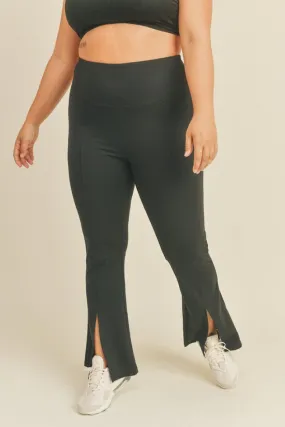 Full Size Slit Flare Leg Pants in Black