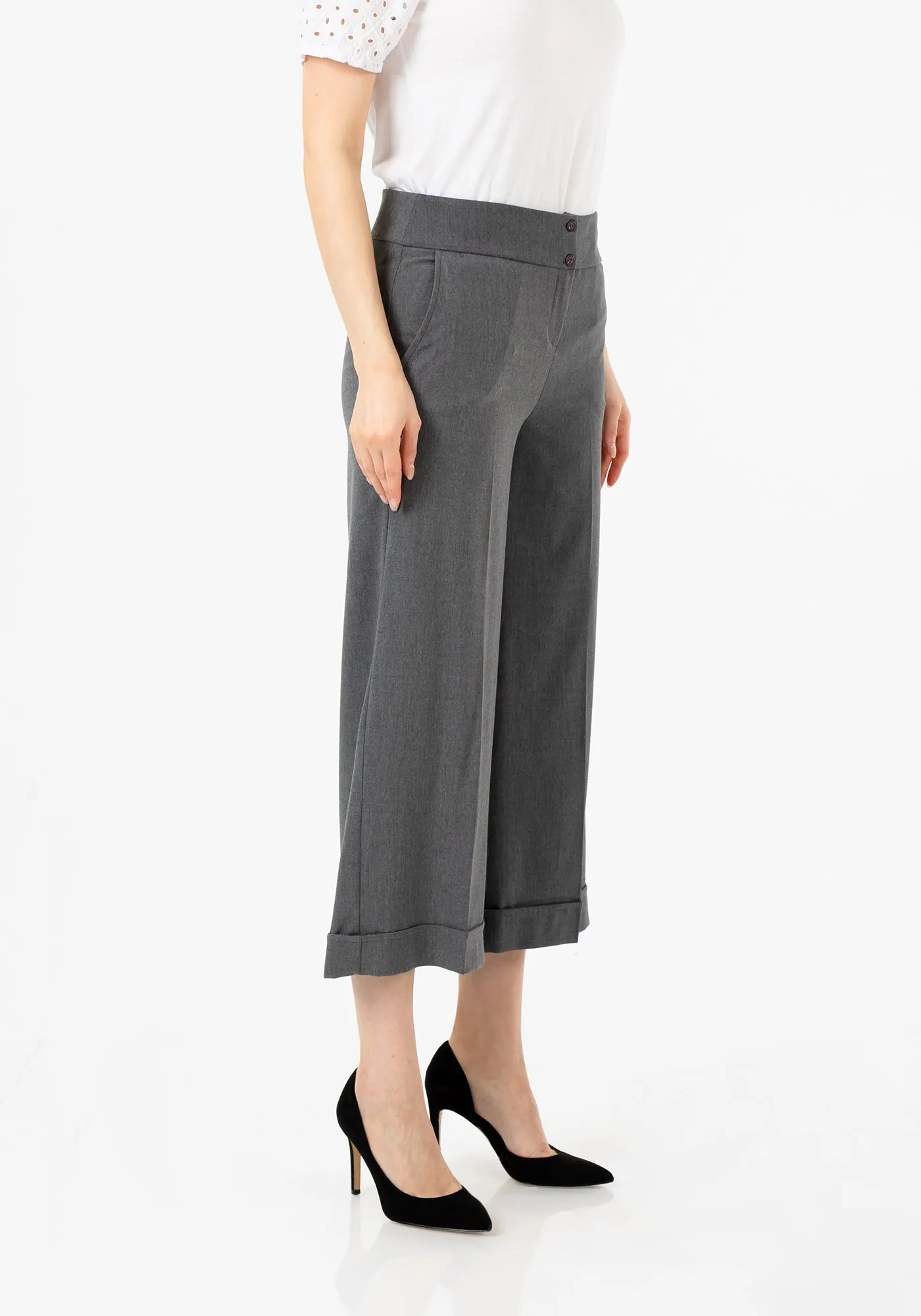 G-Line Grey Wide Leg Cropped Pants