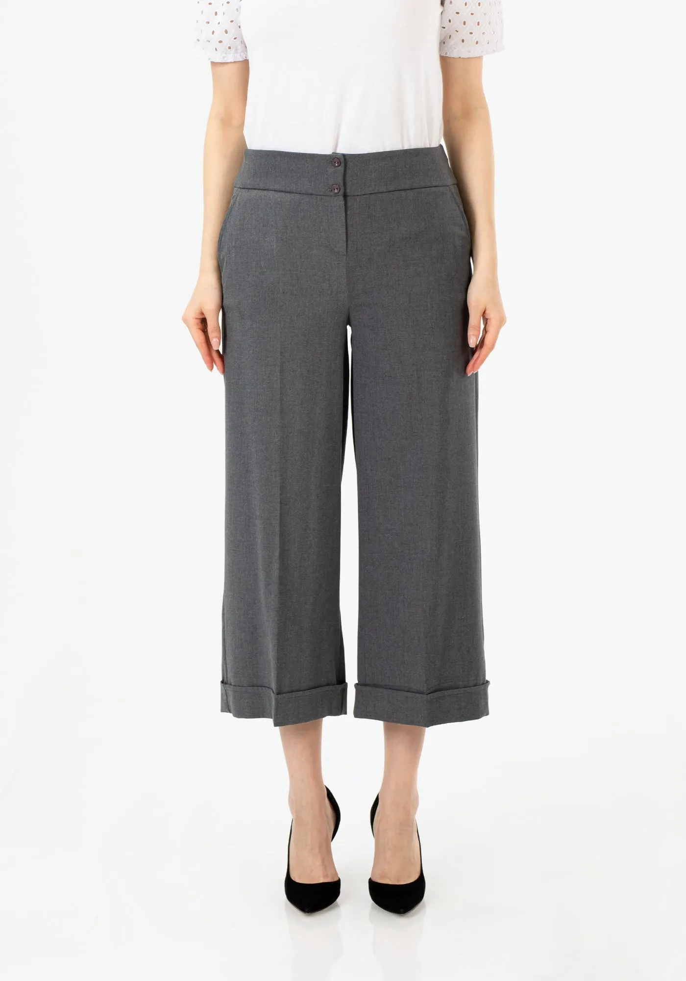 G-Line Grey Wide Leg Cropped Pants