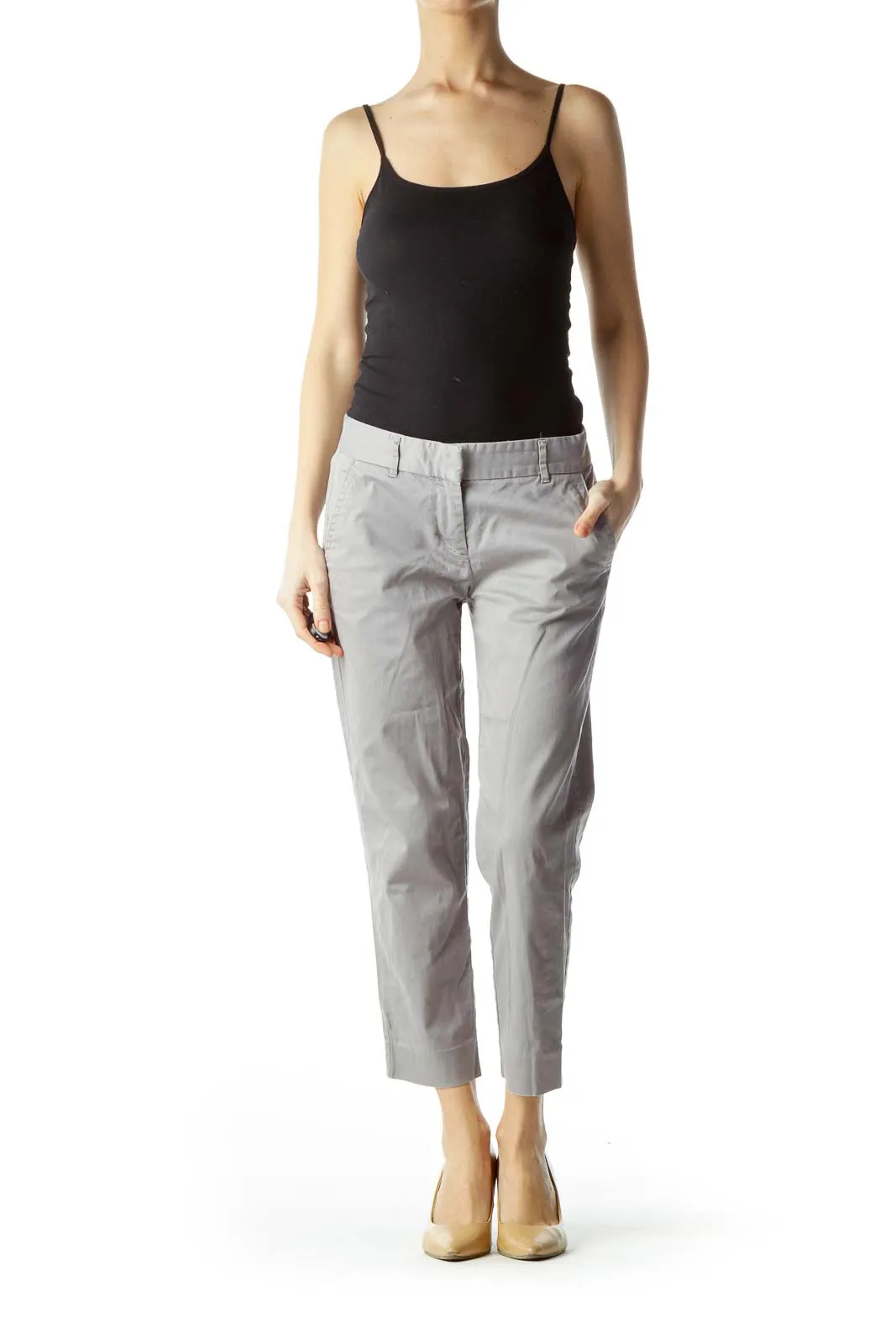 Gray Cropped Petite Pants