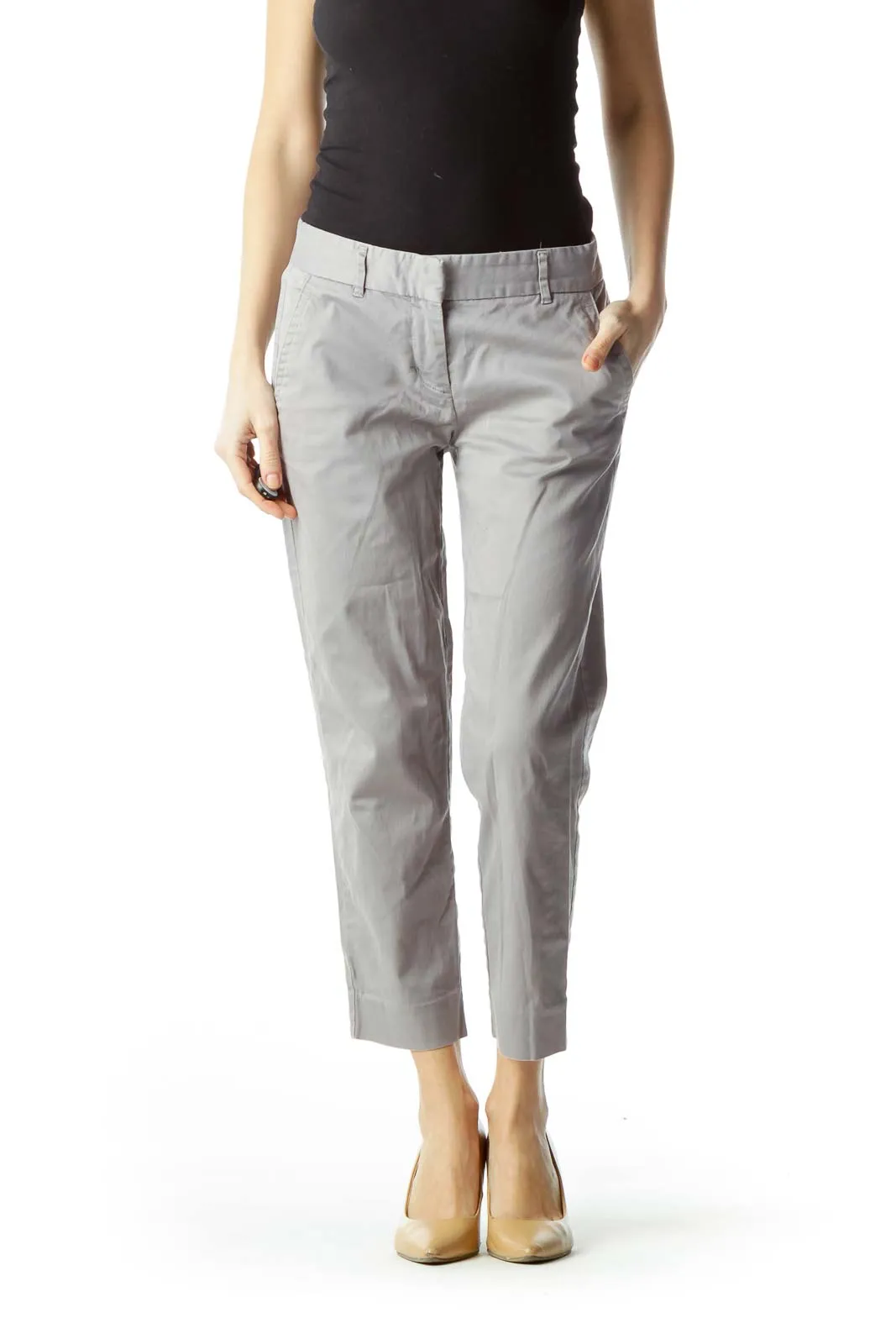 Gray Cropped Petite Pants