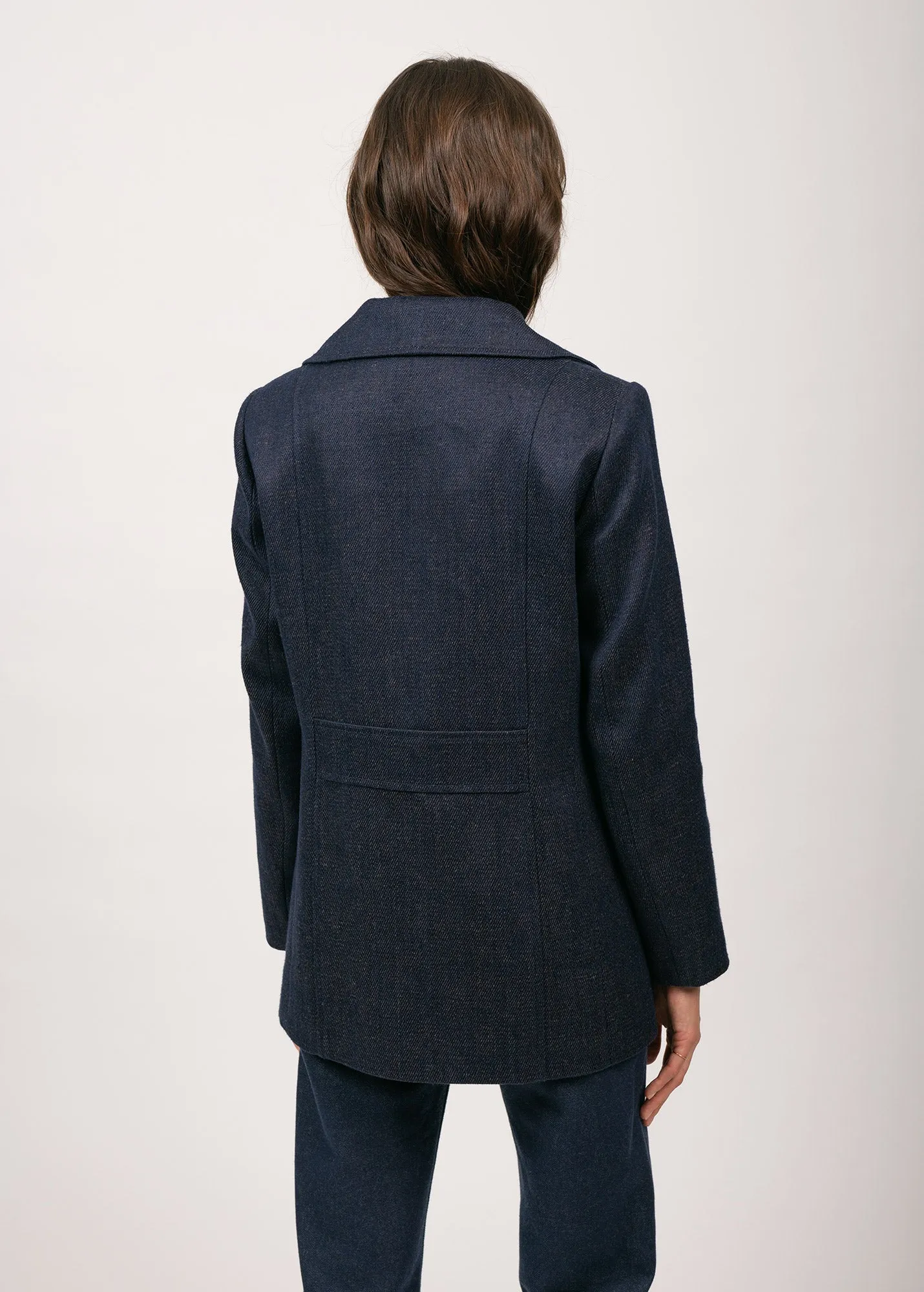 Héritage peacoat for women in Merino wool - SAINT JAMES x Atelier Tuffery (INDIGO/CHANVRE)