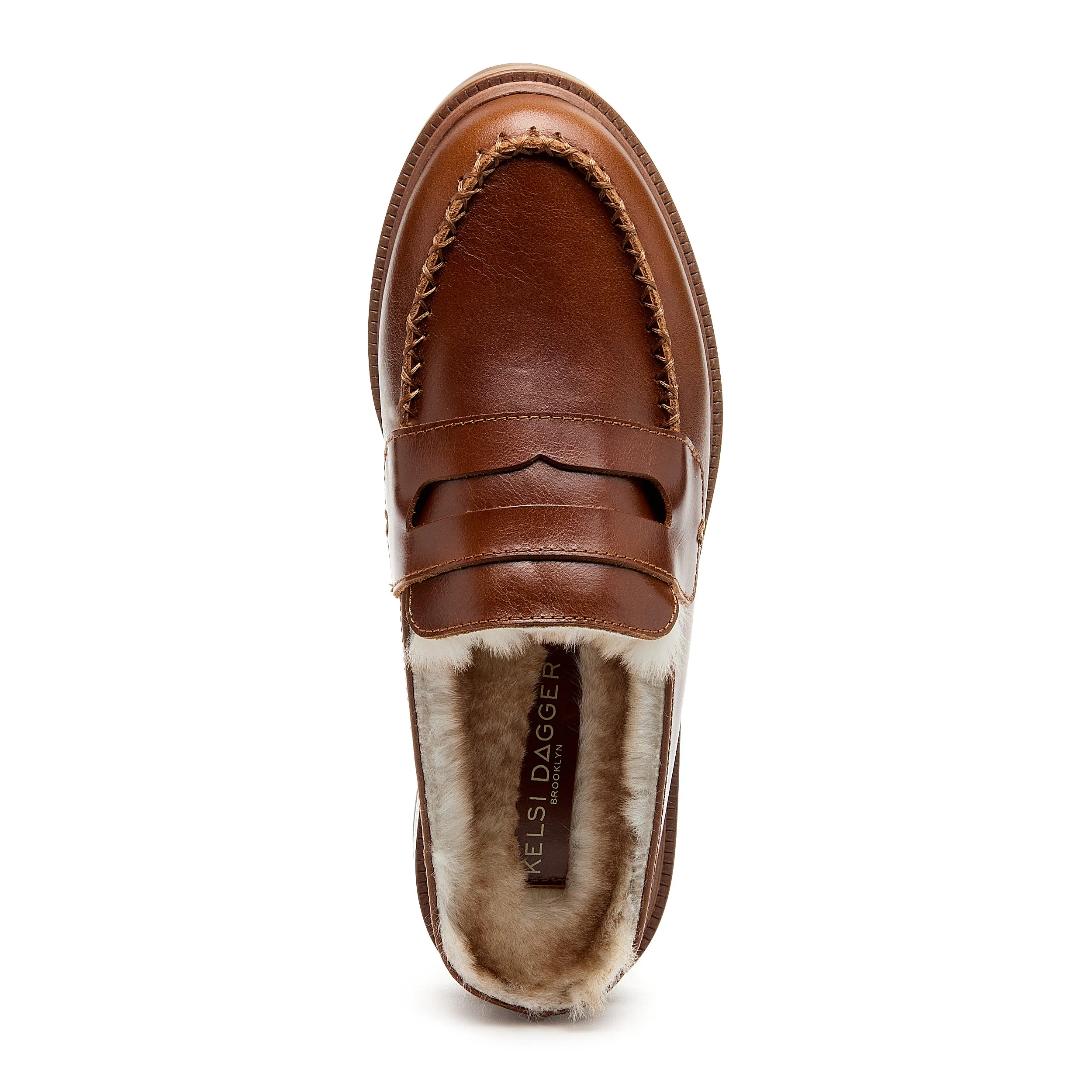 Lock Cognac Faux Fur Loafer Mules