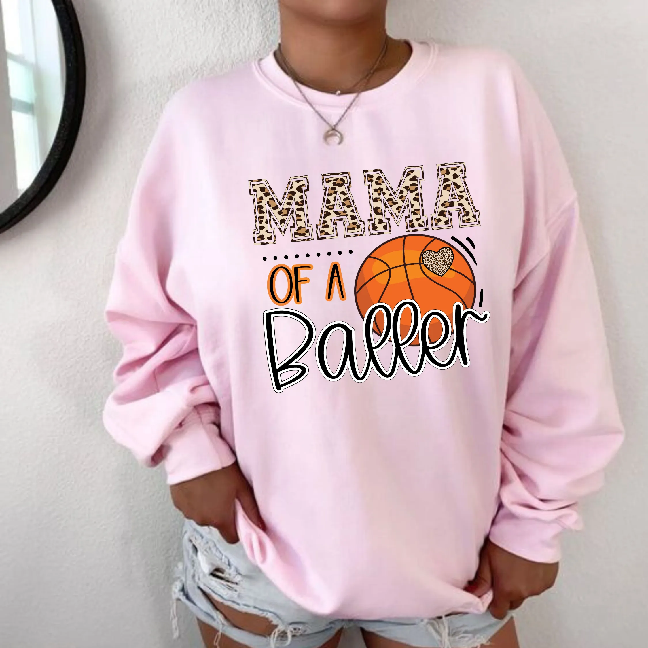 Mama of a Baller | Basketball Mom Crewneck Sweatshirt