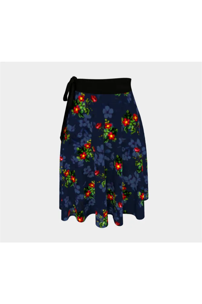 Navy Floral Wrap Skirt