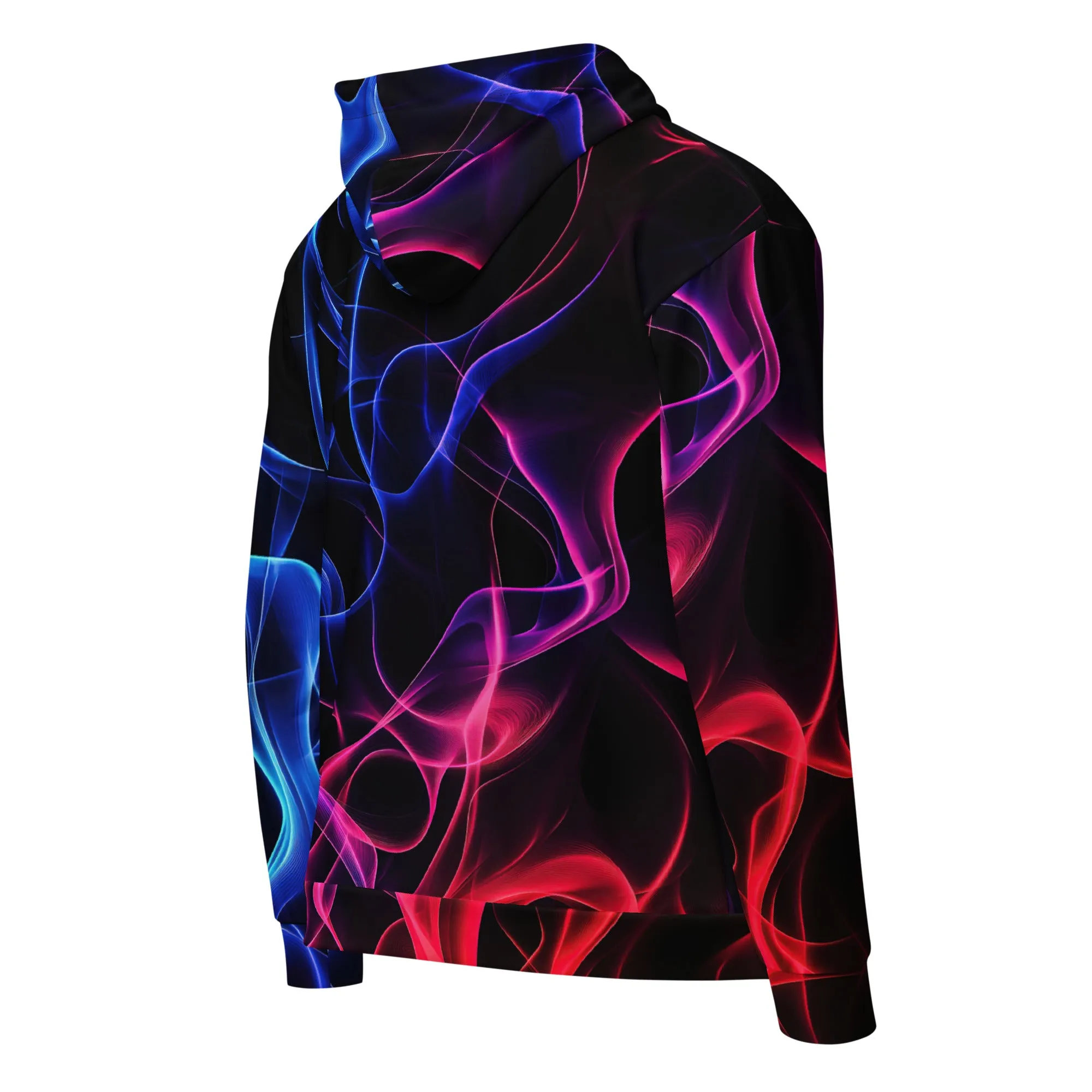 Neon Blue and Red Flames Zip Hoodie